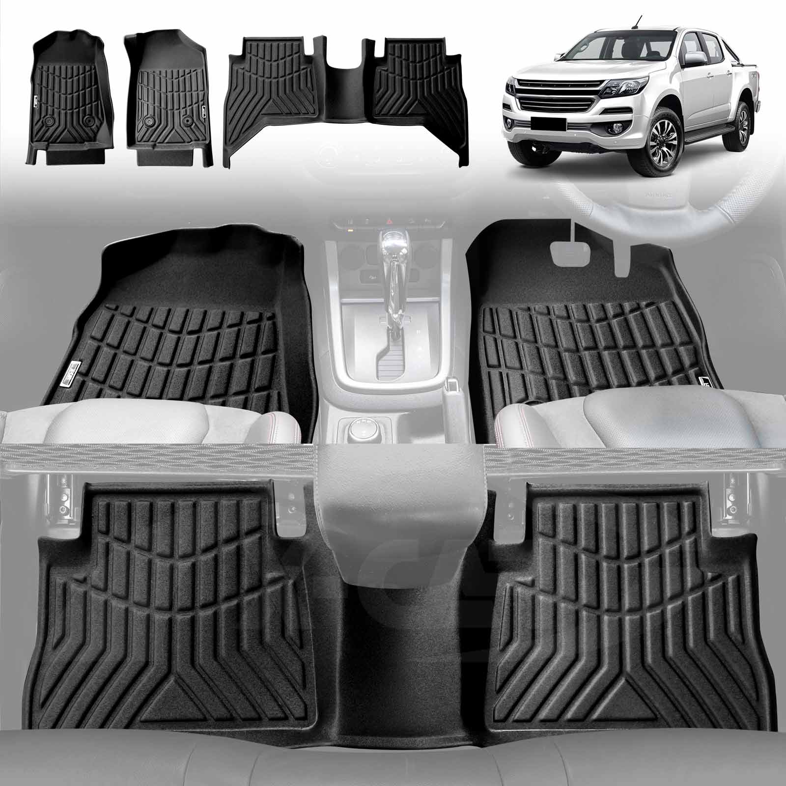 3D Floor Mats for Holden Colorado Dual Cab 2012-2020 All-Weather Car Liners
