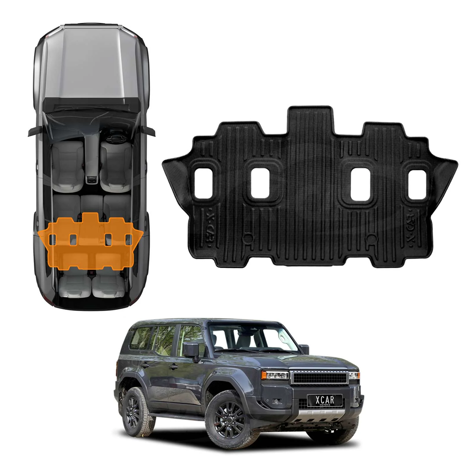 3D Floor Mats for Toyota Prado 250 Series 7-Seater 2024-Onwards All-Weather Car Liners - Image 17