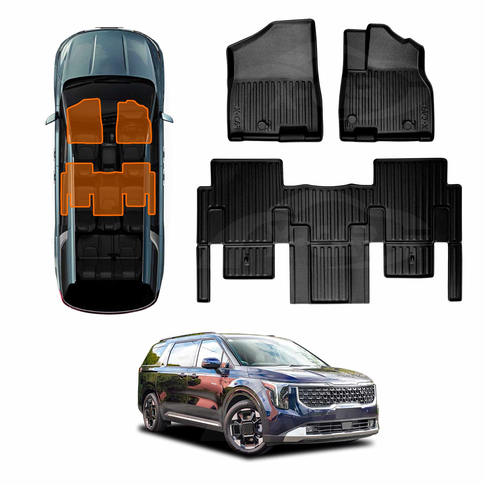 Floor Mats for Kia Carnival KA4 Series 2020-Onwards Heavy Duty All Weather Car Mats - Image 20