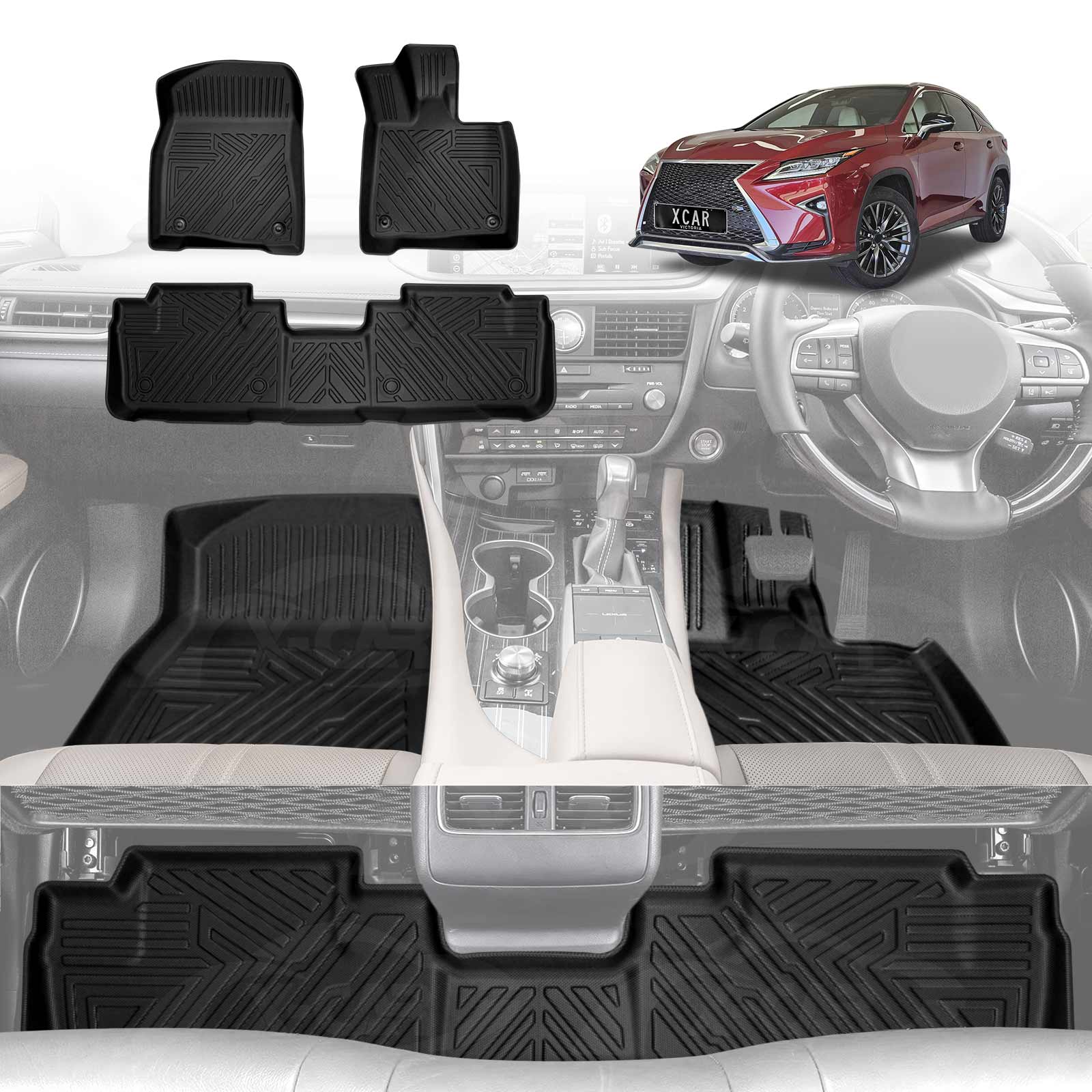 3D Floor Mats for Lexus RX200t RX300 RX350 RX450h 2016-2022 All-Weather Car Liners