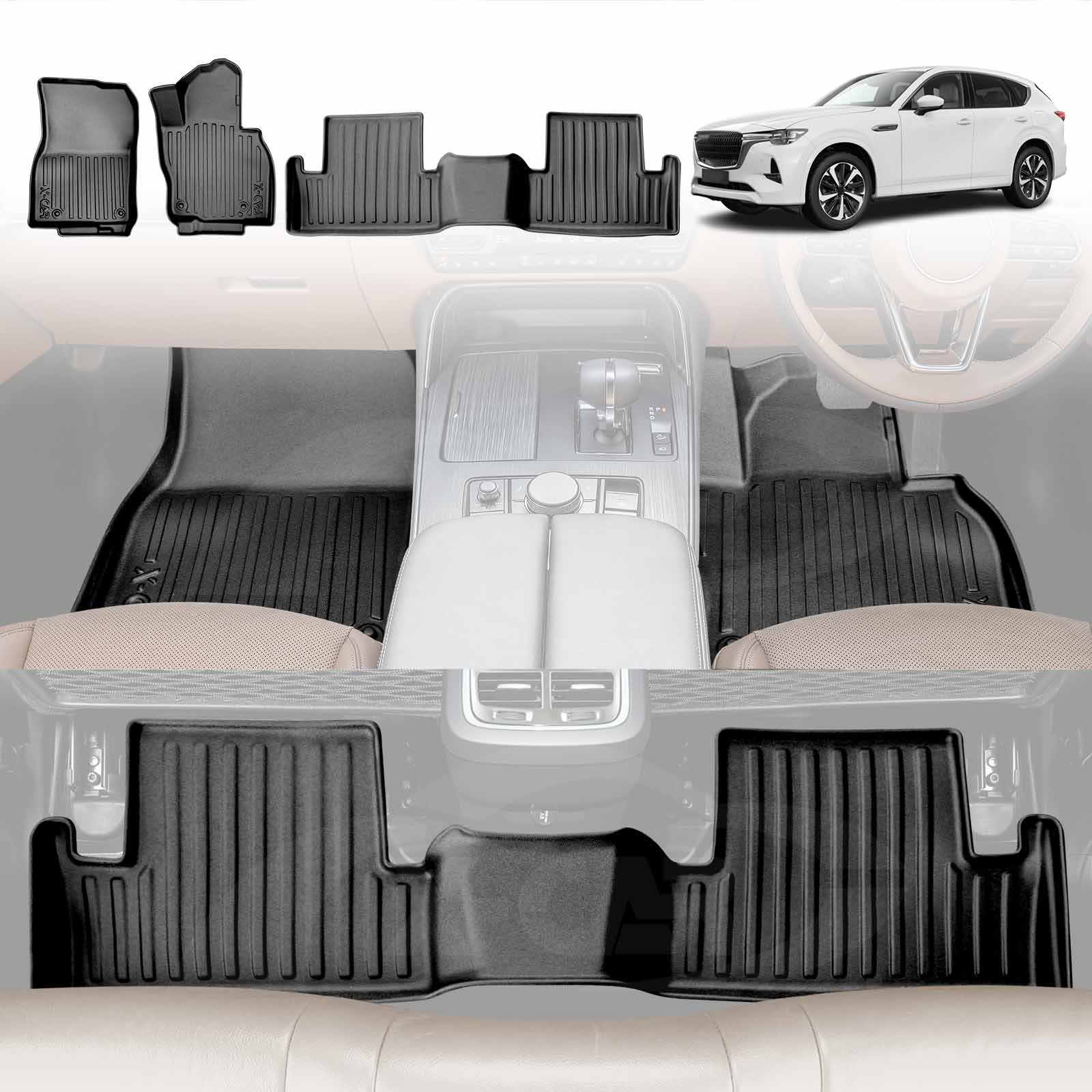 3D Floor Mats for Mazda CX-60 CX60 2023-Onwards All-Weather Liners