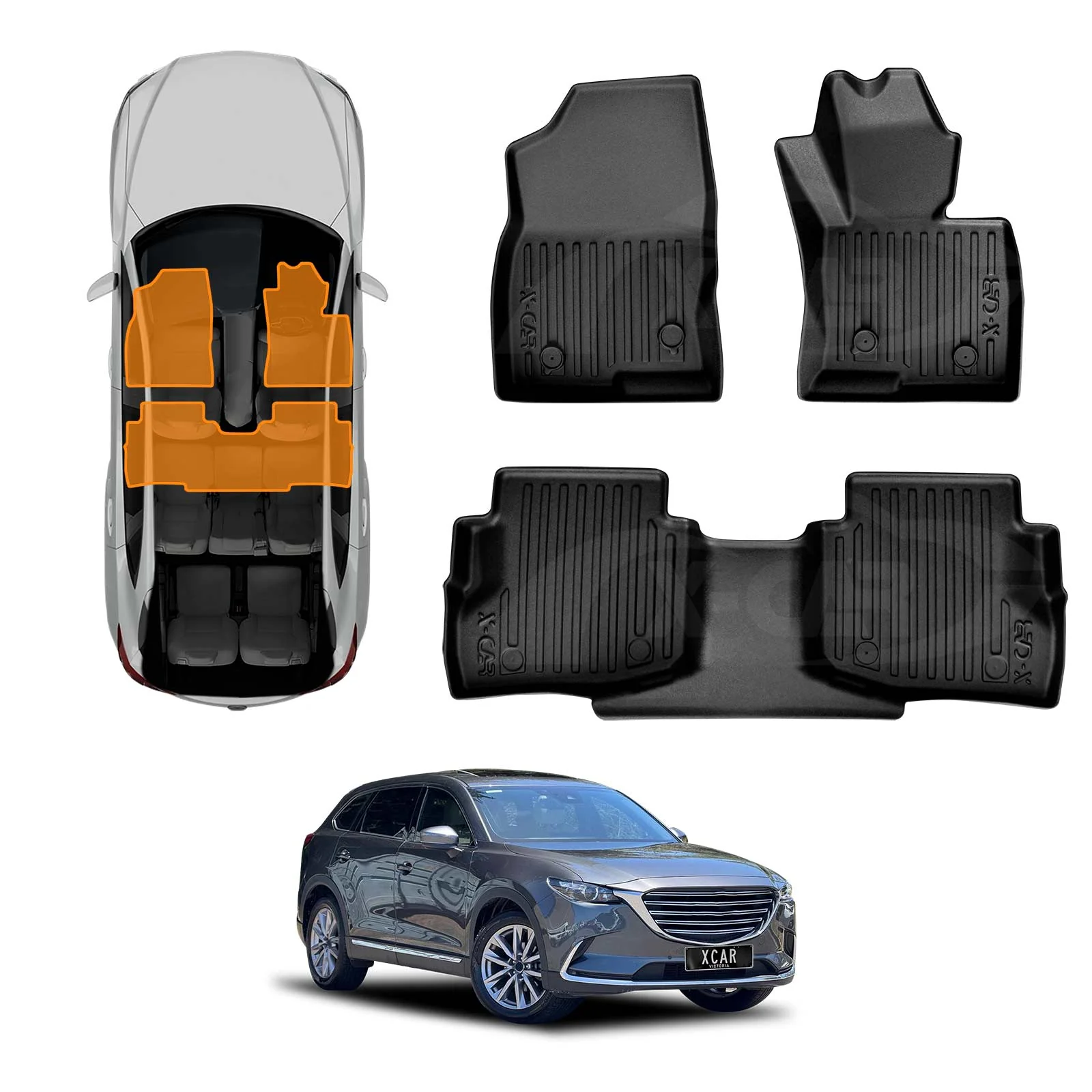 3D Floor Mats for Mazda CX-9 CX9 2016-Onwards All-Weather Car Liners - Image 16
