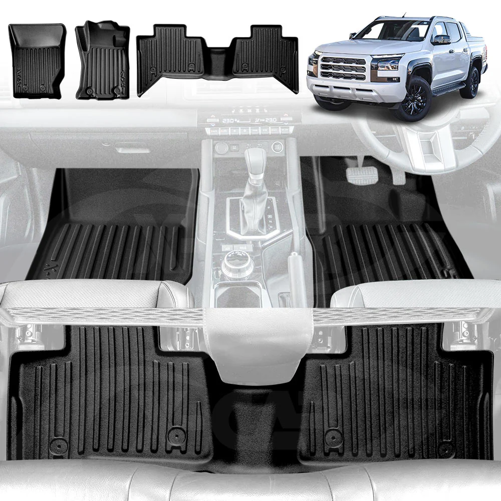 3D Floor Mats for Mitsubishi Triton MV Double Cab 2024-Onwards All-Weather Liners