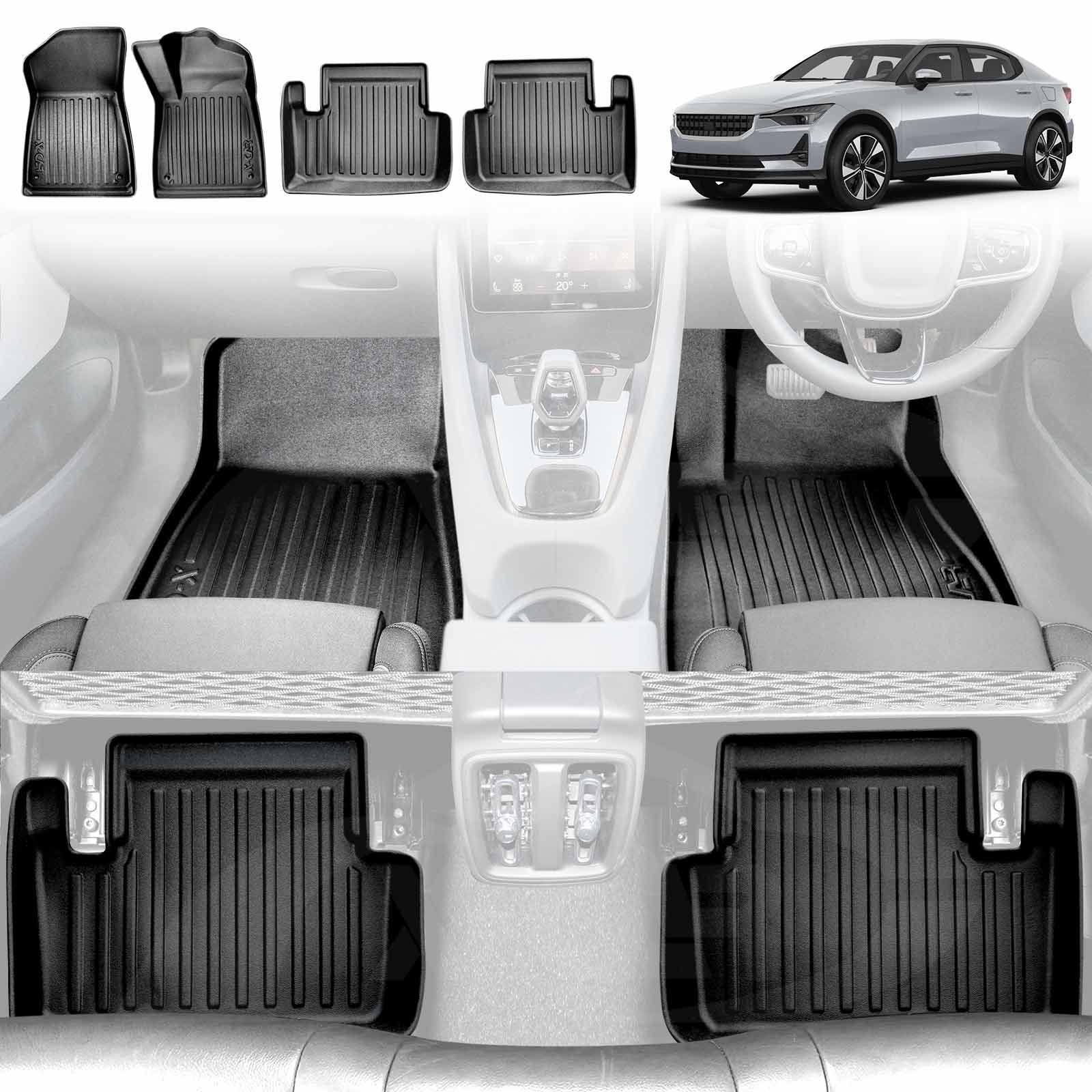 3D Floor Mats for Polestar 2 2021-Onwards All-Weather Liners