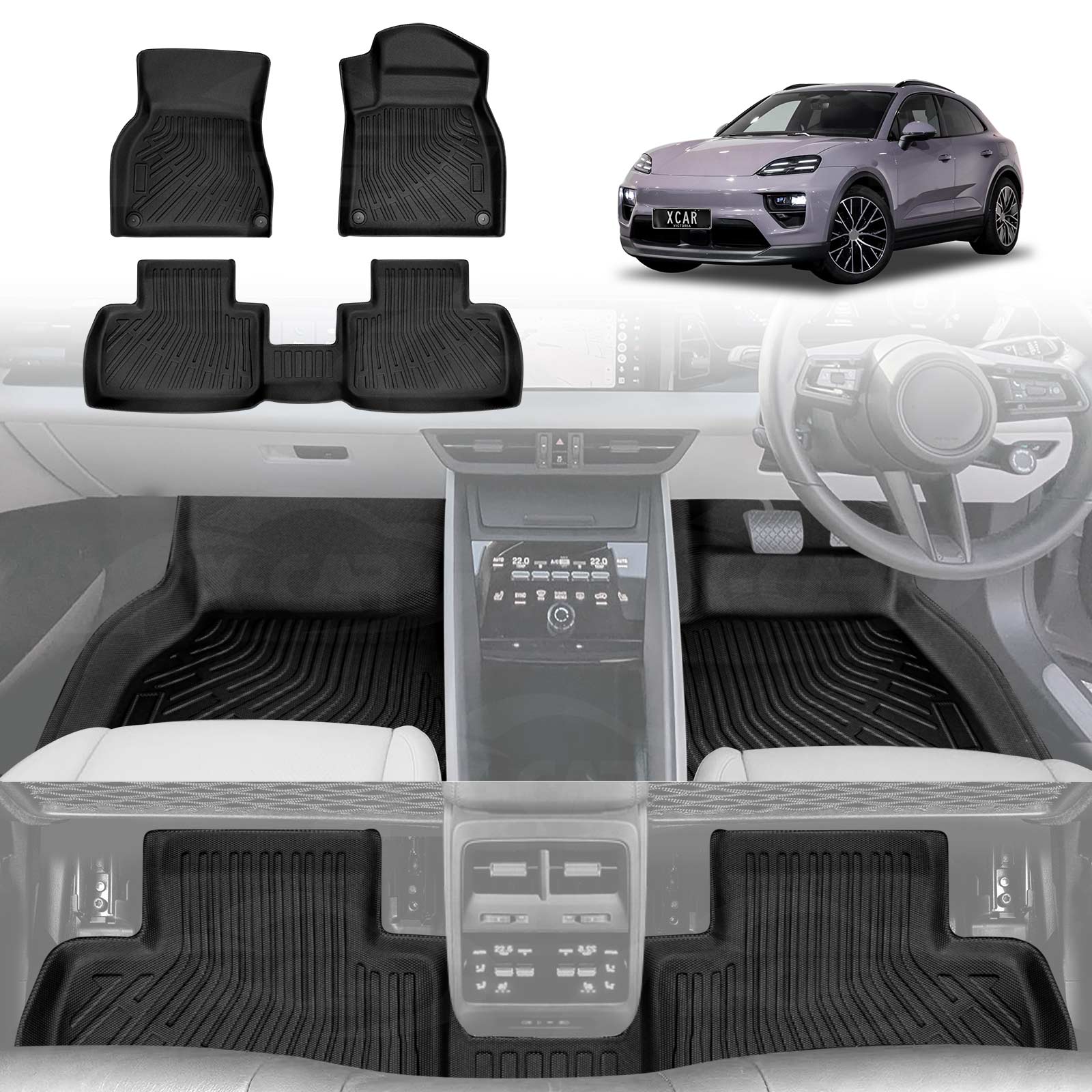 3D Floor Mats for Porsche Macan Electric 2024-Onwards All-Weather Car Liners