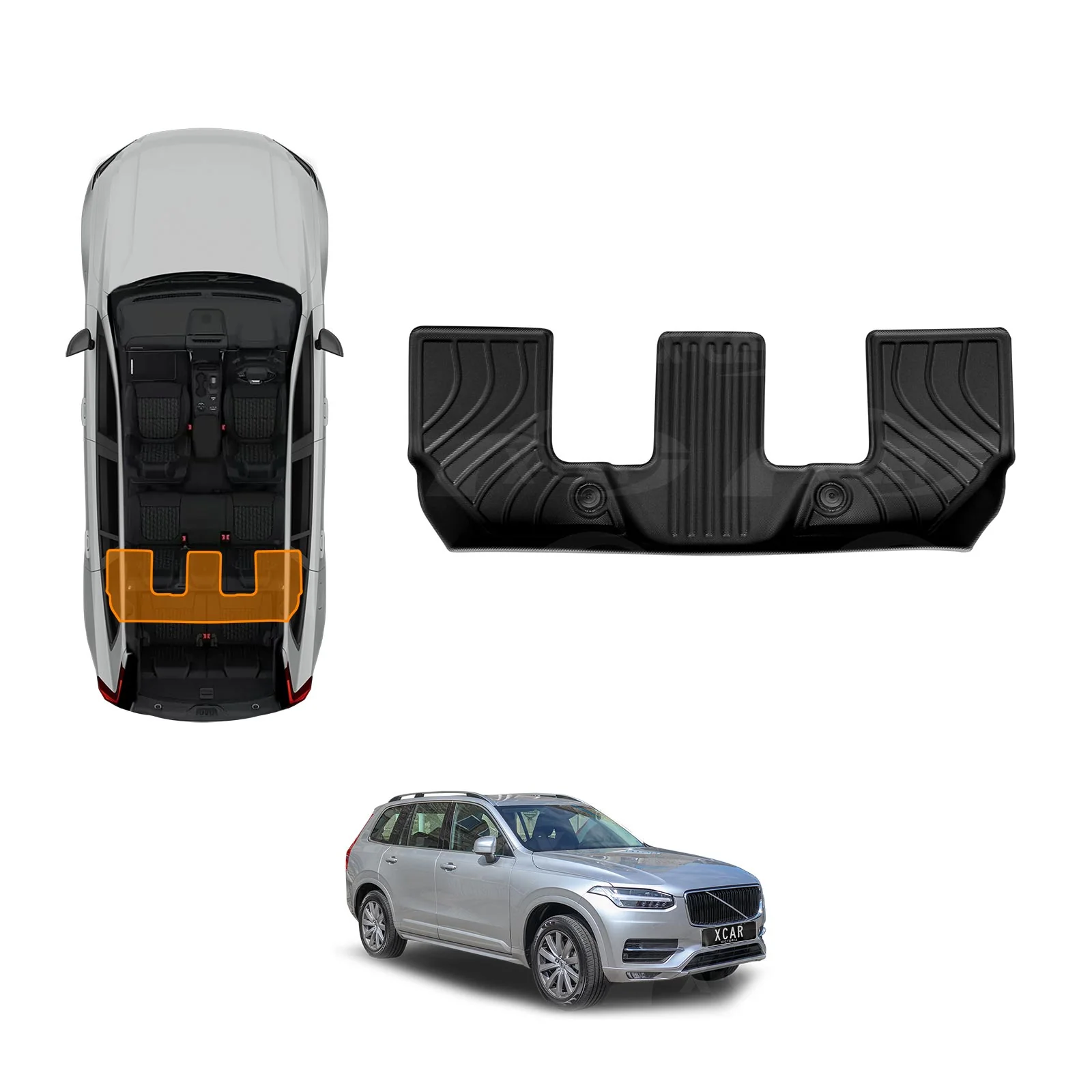 3D Floor Mats for Volvo XC90 PHEV 2015-Onwards All-Weather Car Liners - Image 12
