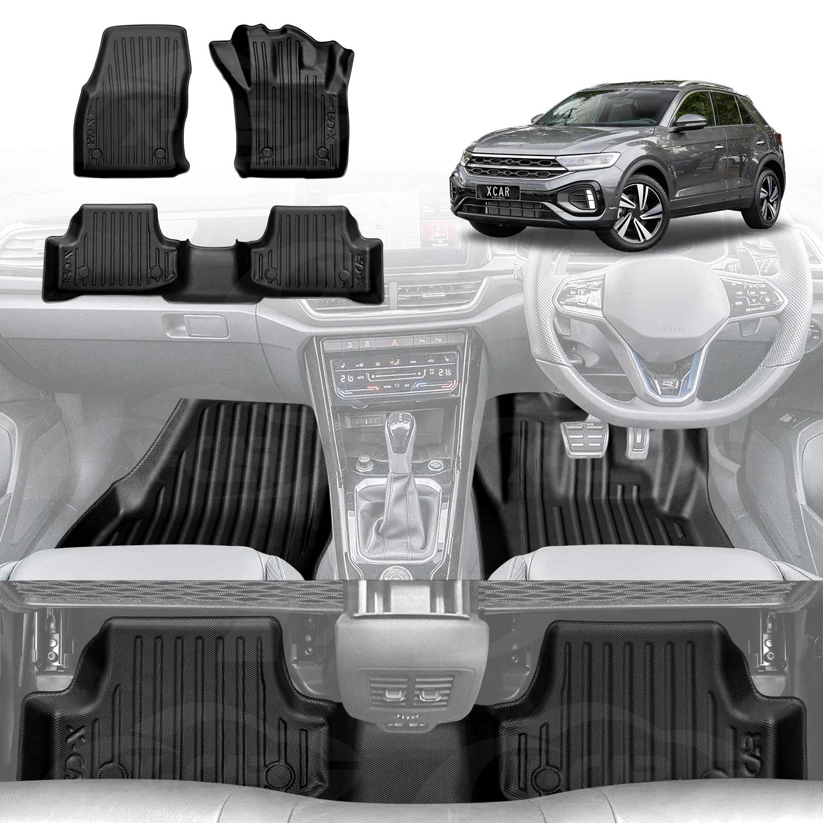 3D Floor Mats for Volkswagen VW T-Roc 2020-2026 All-Weather Car Liners