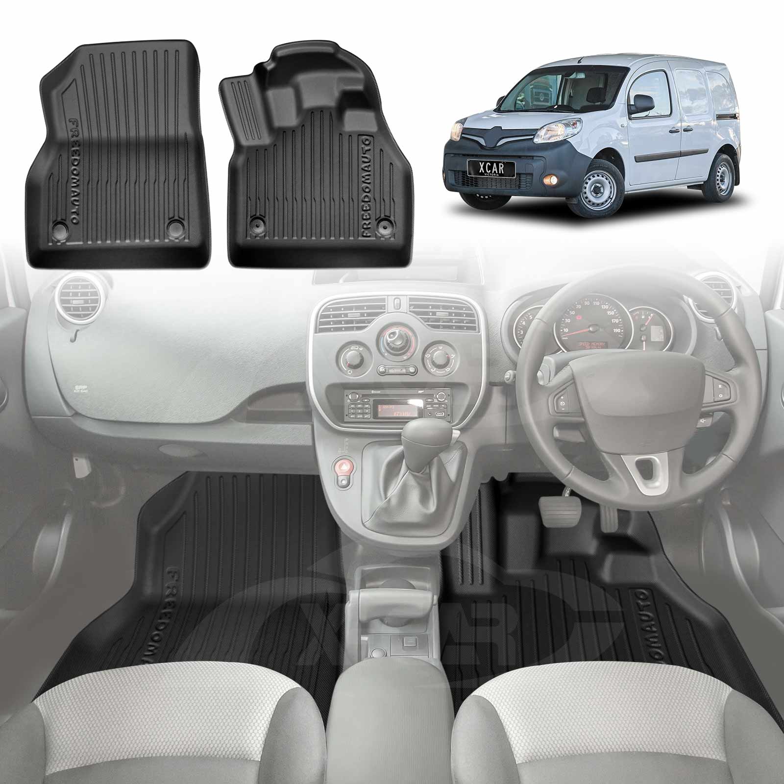 3D Front Floor Mats for Renault Kangoo F61 / Phase II Auto 2010-2021 All-Weather Car Liners