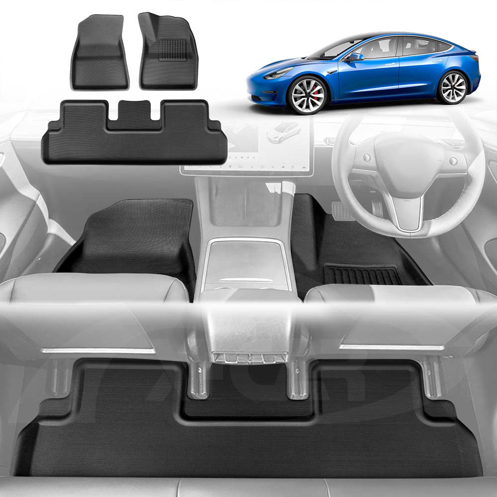 3D Floor Mats For Tesla Model 3 2017-2023 All-Weather Car Liners - Image 12