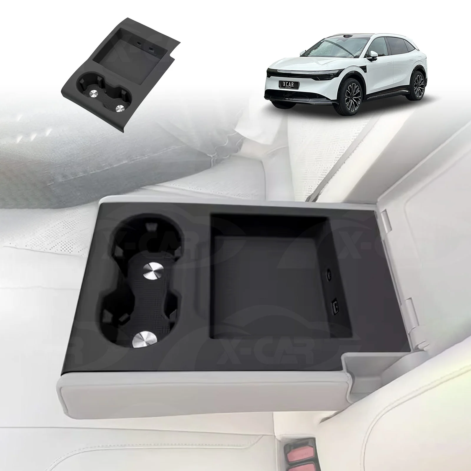 Armrest & Cup Holder Organiser Tray for Zeekr 7X 2025-Onwards Rear Row Seat Storage