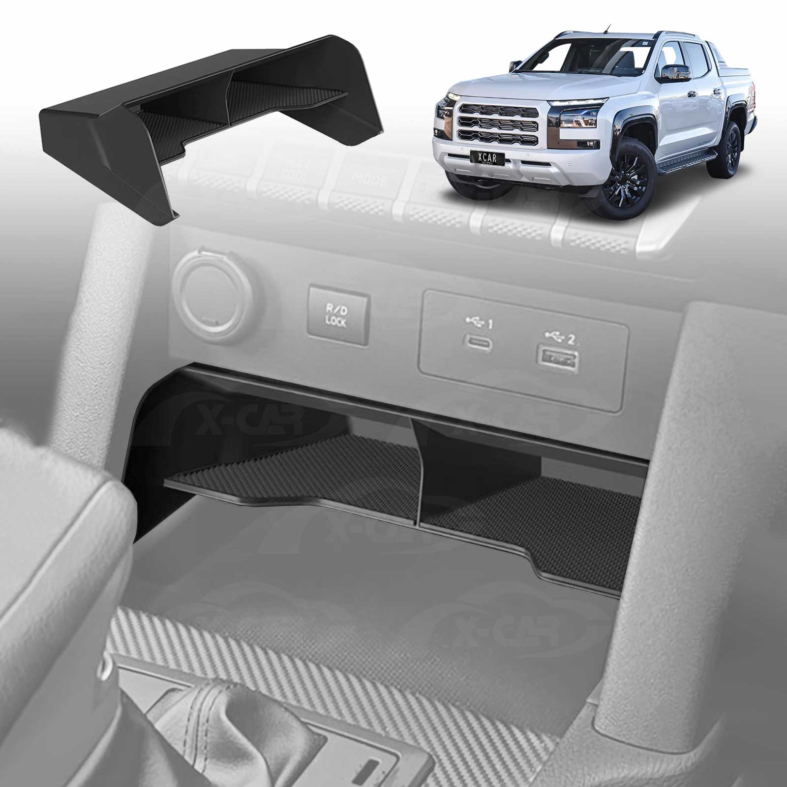 Centre Console Organiser Set for Mitsubishi Triton MV Double Cab 2024-Onwards Armrest Tray Storage Box Cup Holder Car Interior Accessories - Image 17