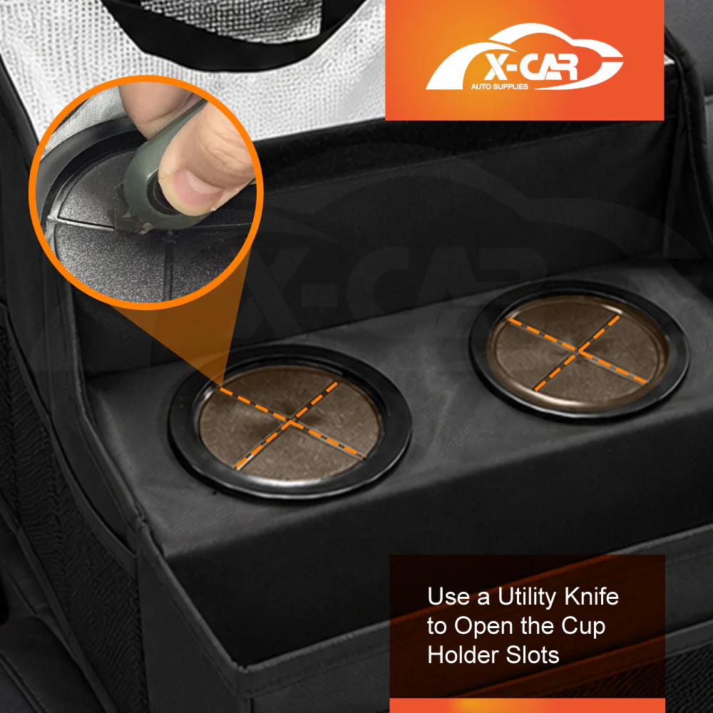 Back Seat Cooler Storage Box with Dual Cup Holders Foldable Insulated Rear Armrest Organiser - Image 5
