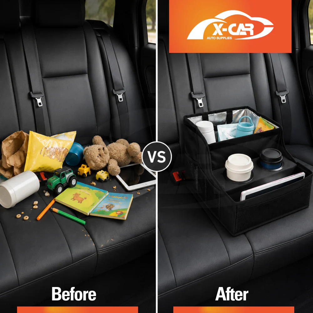 Back Seat Cooler Storage Box with Dual Cup Holders Foldable Insulated Rear Armrest Organiser - Image 6