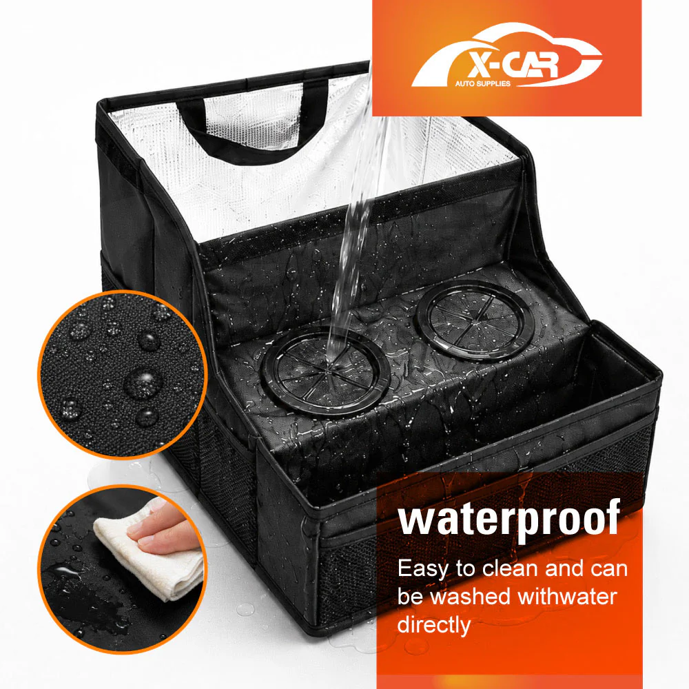 Back Seat Cooler Storage Box with Dual Cup Holders Foldable Insulated Rear Armrest Organiser - Image 8