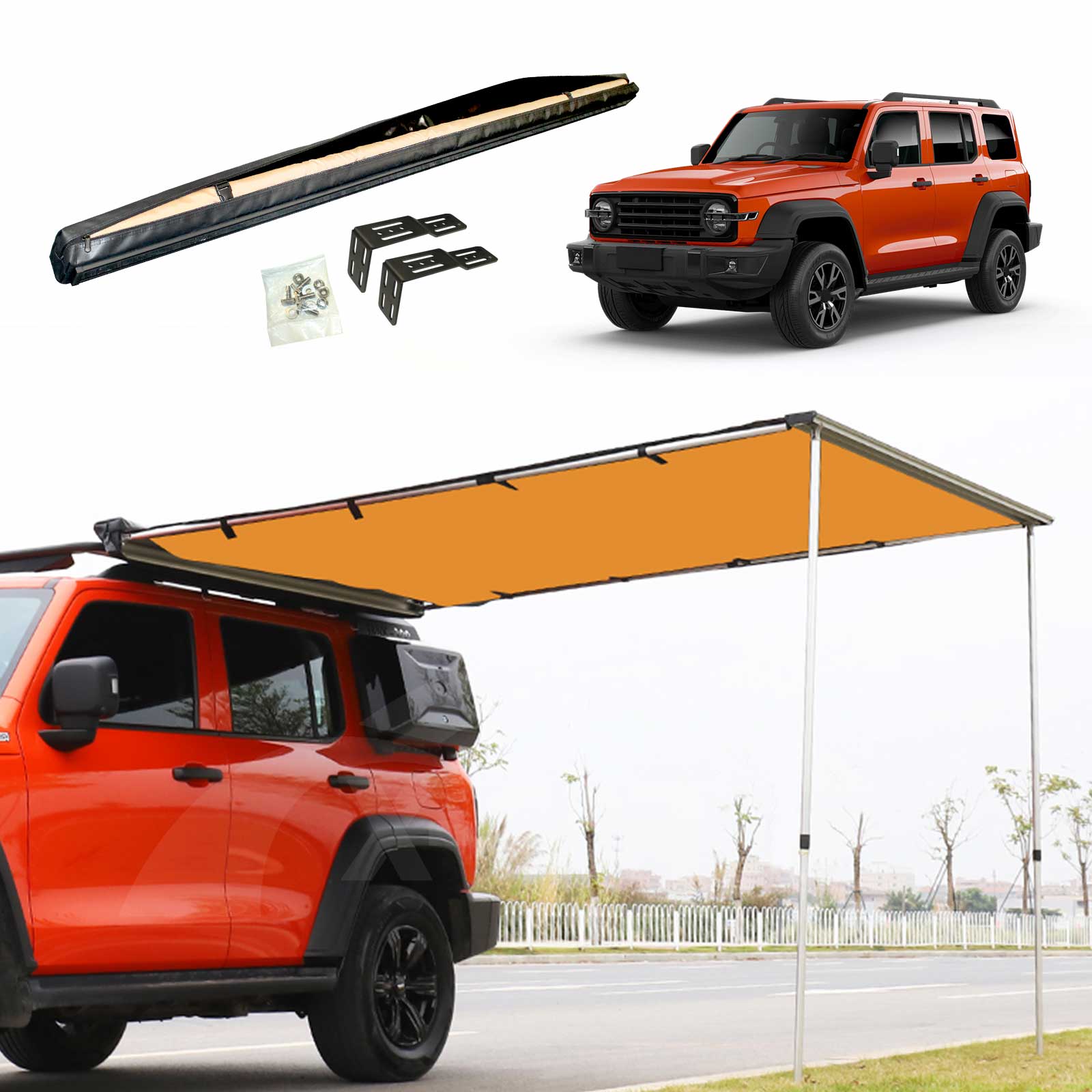 Car Side Awning UV Waterproof Camping Shade for GWM Tank 300 2023-Onwards 4WD Durable Sunshade