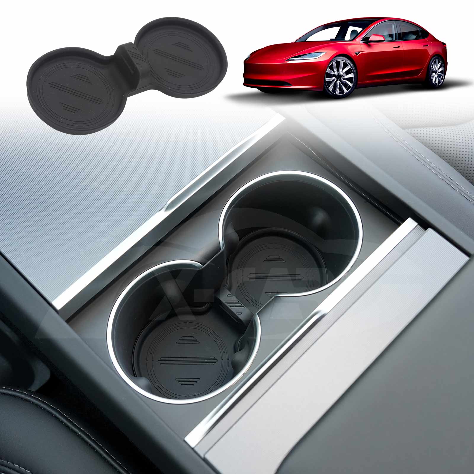 Soft Silicone Organiser Pad Set for Tesla Model 3 Highland 2023-Onwards Centre Console Armrest Storage Cup Holder Coaster - Image 3