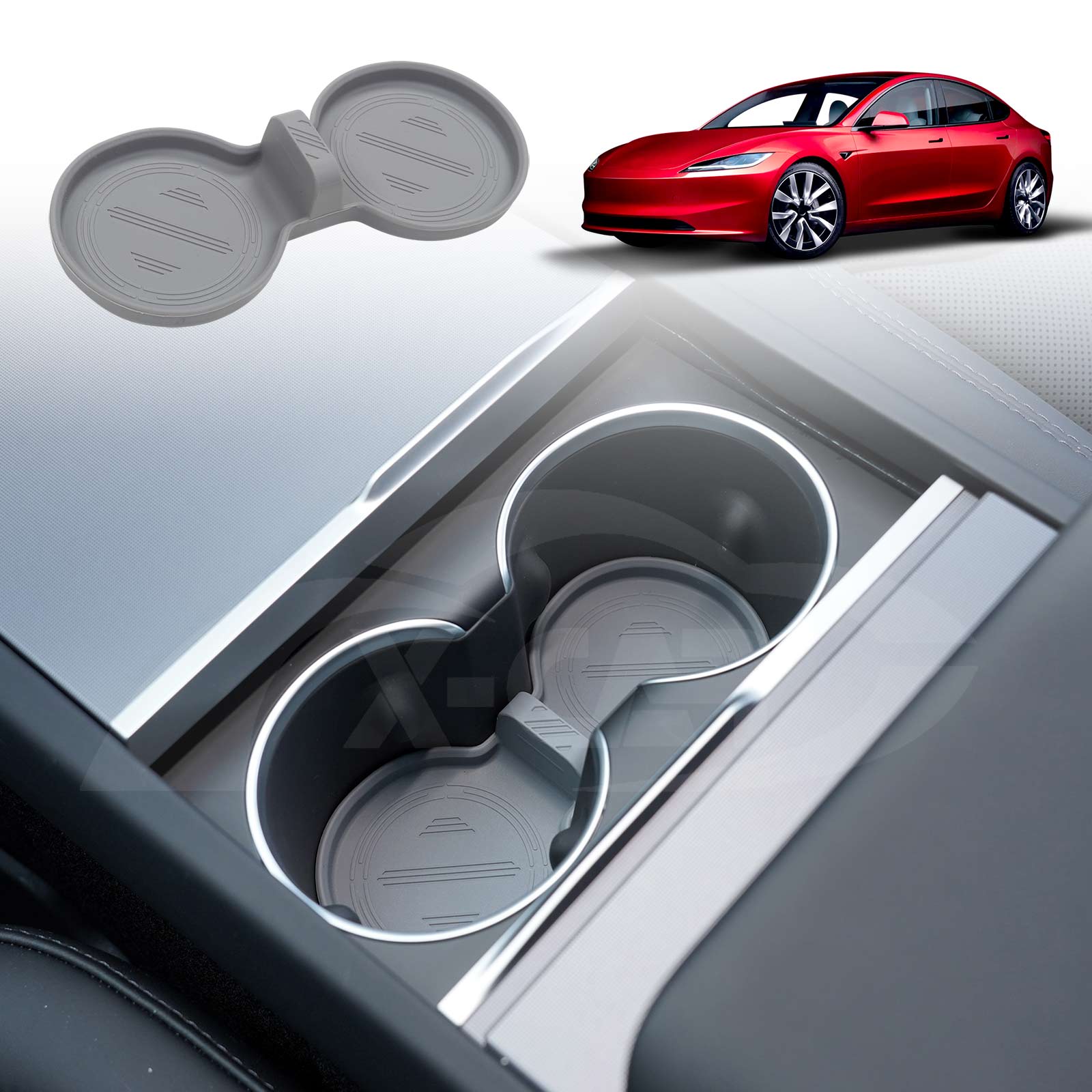 Soft Silicone Organiser Pad Set for Tesla Model 3 Highland 2023-Onwards Centre Console Armrest Storage Cup Holder Coaster - Image 4