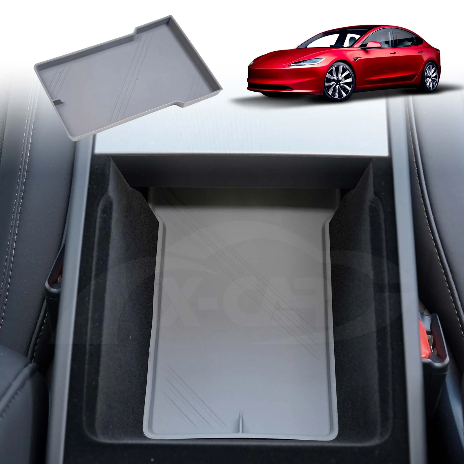 Soft Silicone Organiser Pad Set for Tesla Model 3 Highland 2023-Onwards Centre Console Armrest Storage Cup Holder Coaster - Image 5