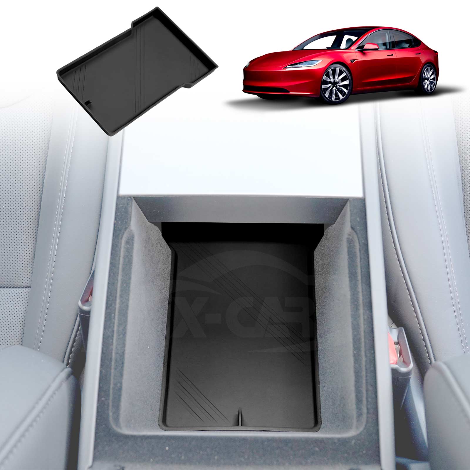 Soft Silicone Organiser Pad Set for Tesla Model 3 Highland 2023-Onwards Centre Console Armrest Storage Cup Holder Coaster - Image 6