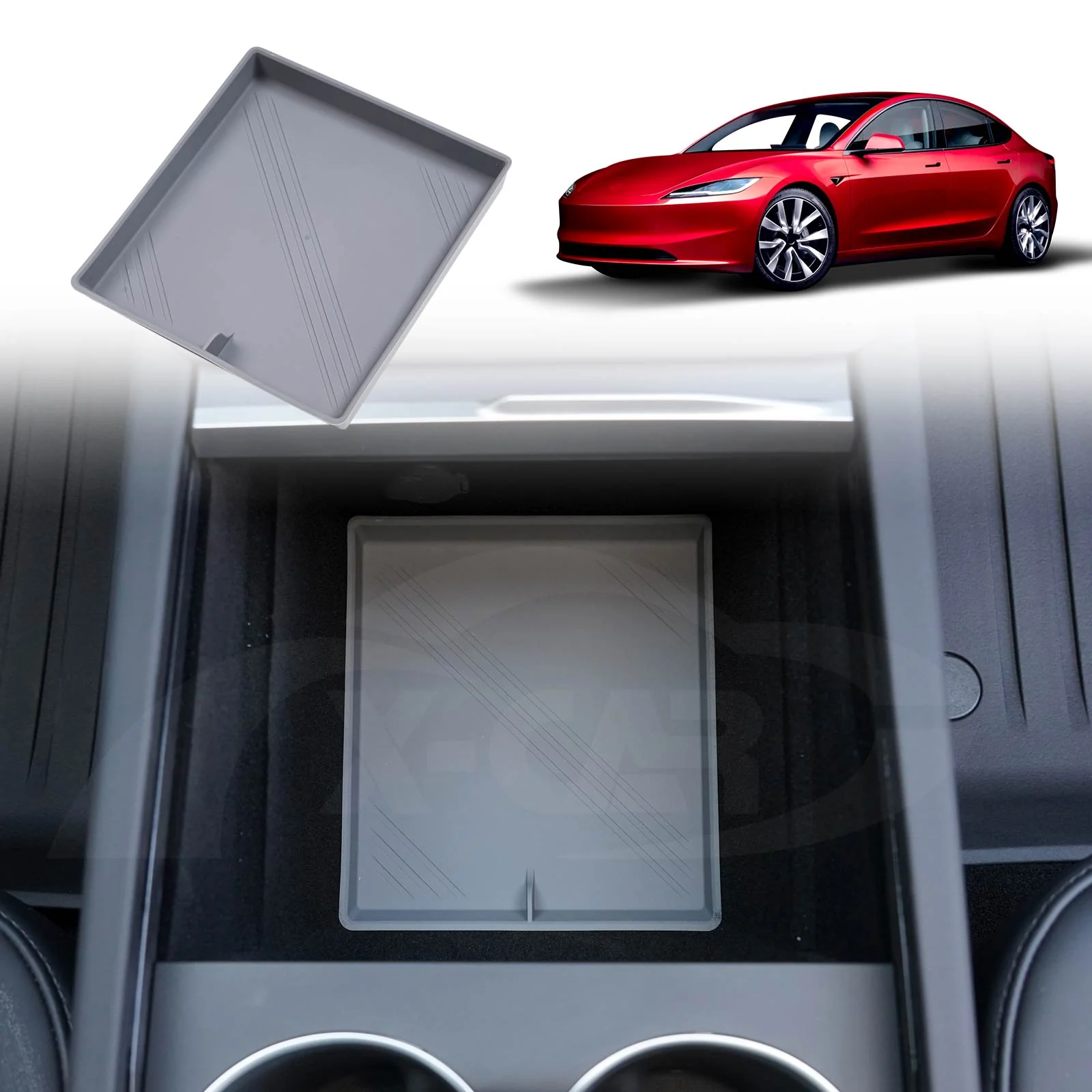 Soft Silicone Organiser Pad Set for Tesla Model 3 Highland 2023-Onwards Centre Console Armrest Storage Cup Holder Coaster - Image 7