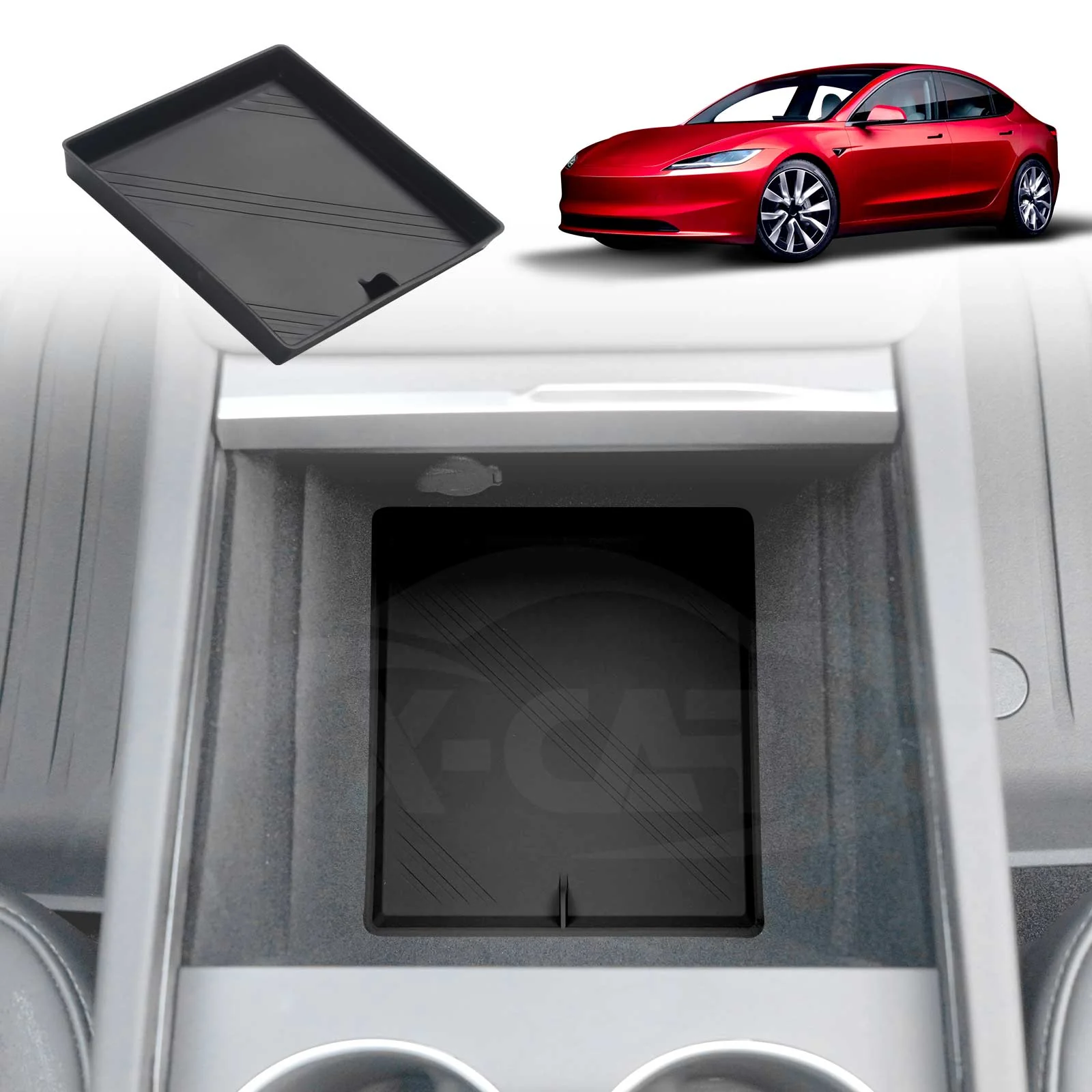 Soft Silicone Organiser Pad Set for Tesla Model 3 Highland 2023-Onwards Centre Console Armrest Storage Cup Holder Coaster - Image 8