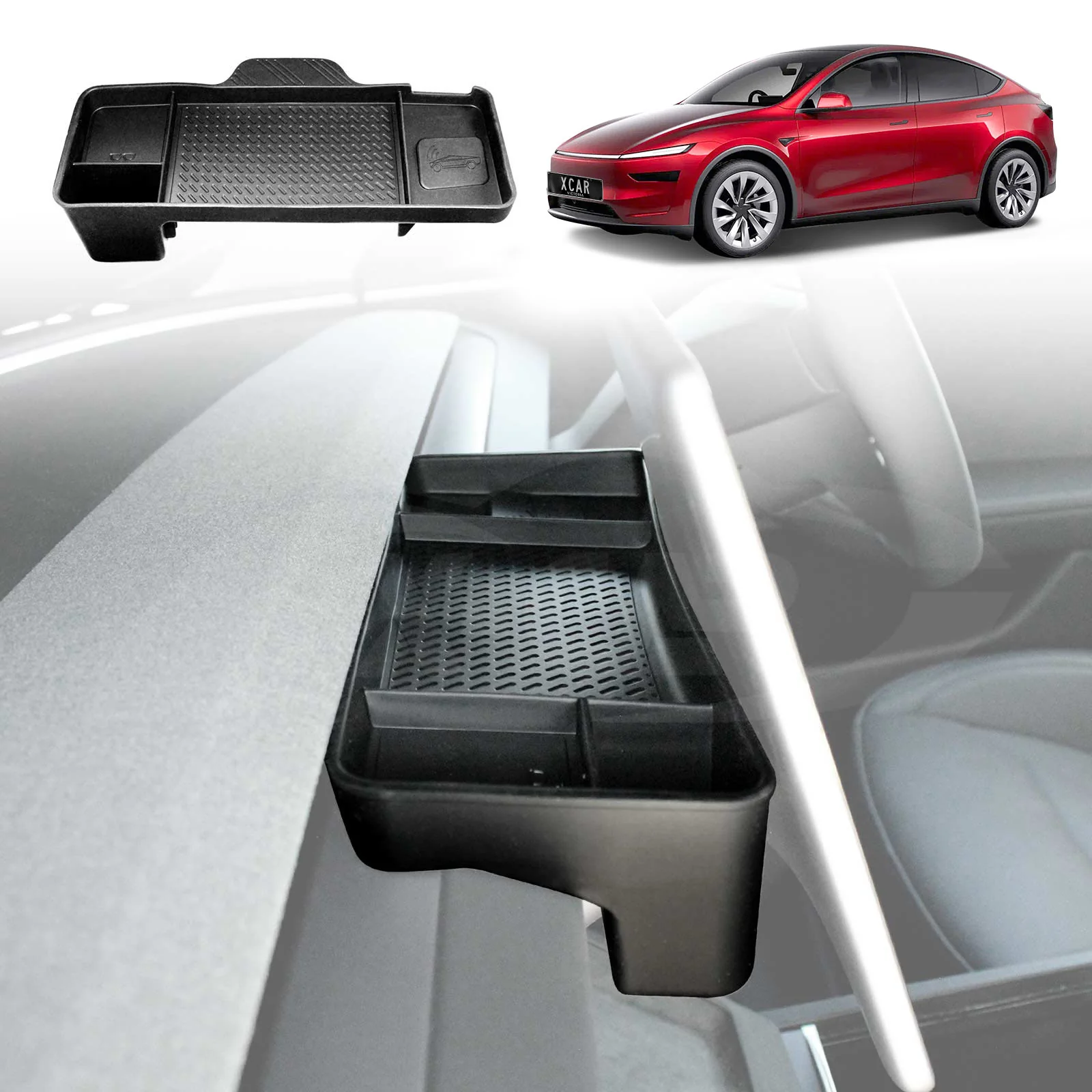 Centre Screen Console Dash Tray for Tesla Model Y L 6-Seat 2026-Onwards Organiser Hidden Storage Car Tissue Sunglasses Holder