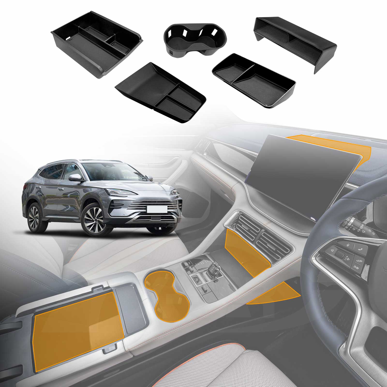 Centre Console Organiser Tray for BYD SEALION 6 2024-Onwards Armrest Storage Box Cup Holder
