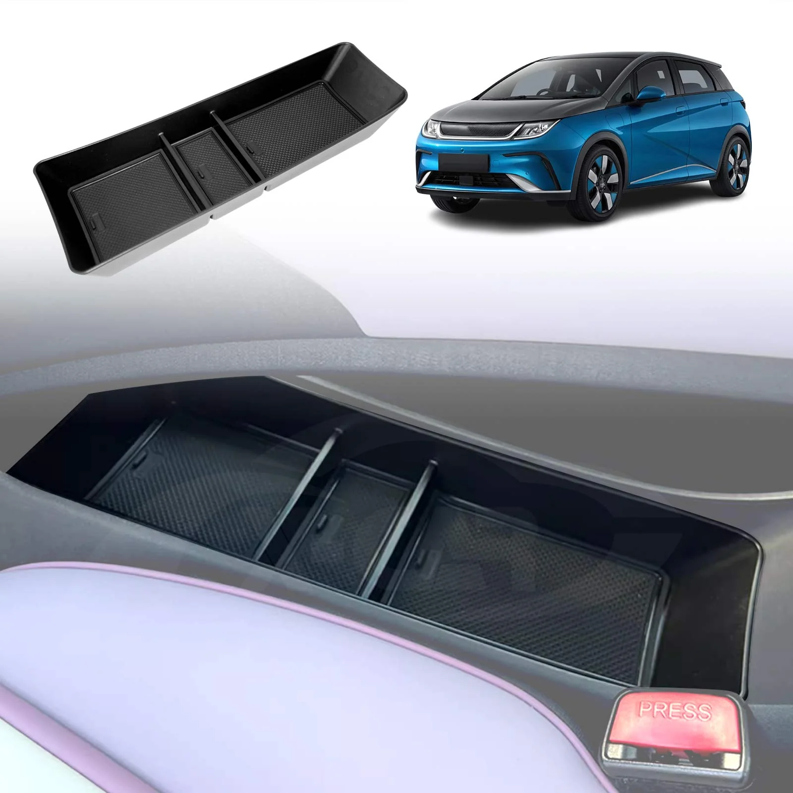 Console Organiser Tray Rubber Cup Holder Insert for BYD Dolphin 2023-2025 Storage Box - Image 21