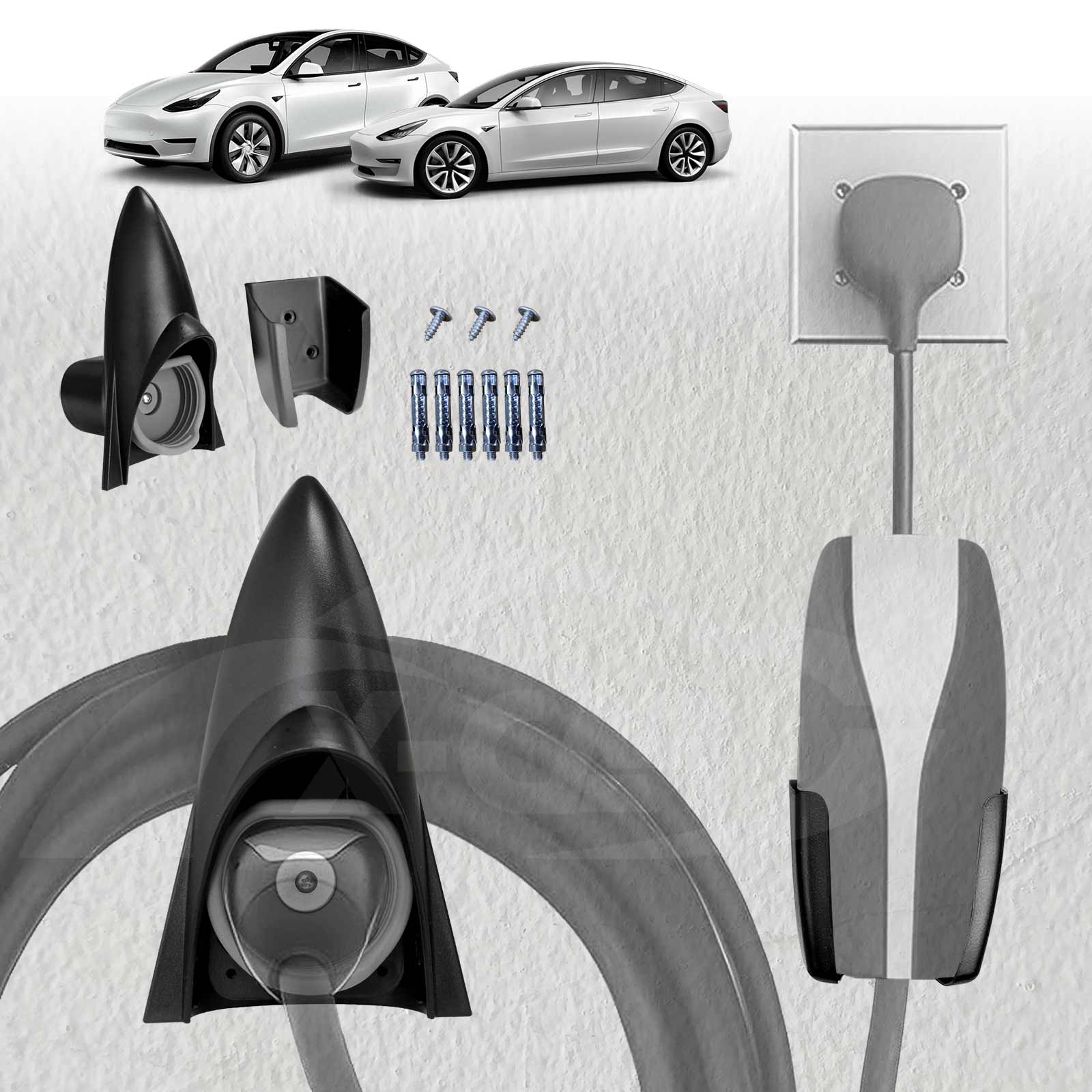 Charger Holder for Tesla Model Y/3/S/X Charging Cable Organiser Wall Mount Adapter Connector with Chassis Bracket - Image 2
