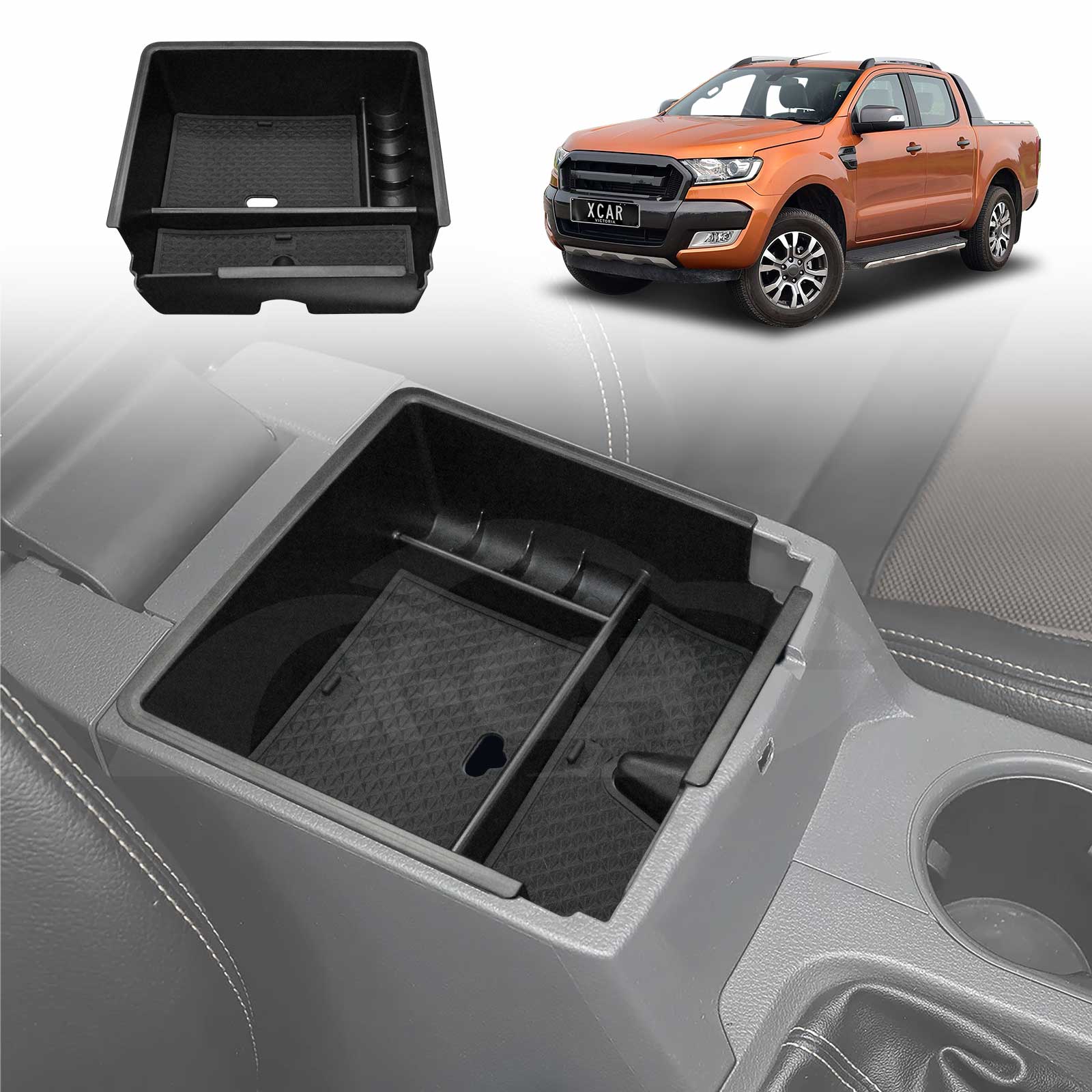 Organiser Tray for Ford Ranger Dual Cab 2011-2022 Armrest Centre Console Storage Box Cup Holder - Image 14