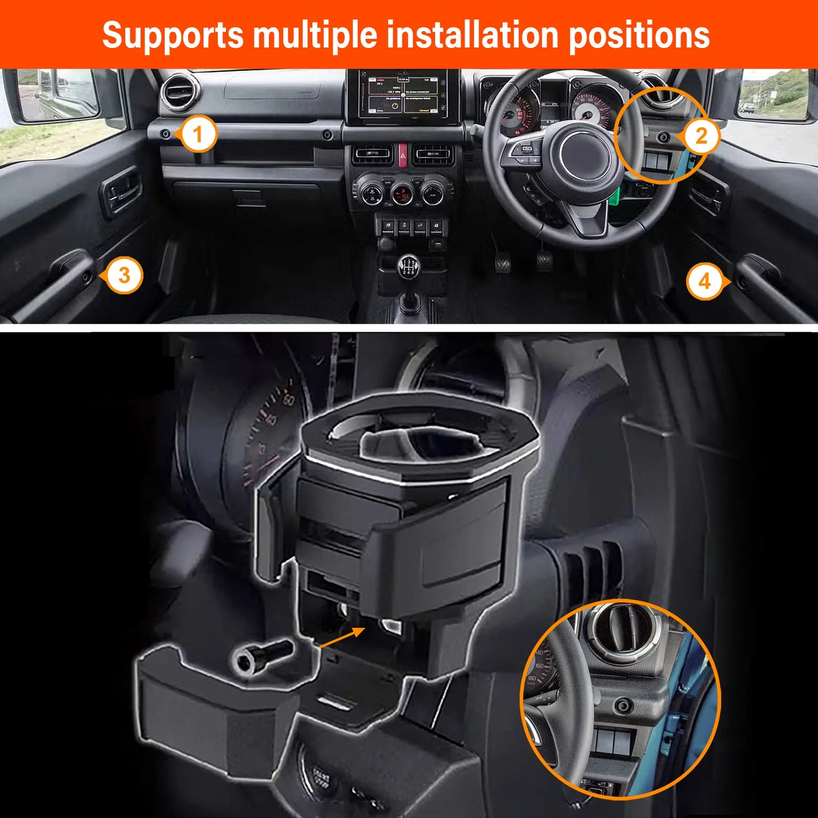 Dash Centre Console Organiser for Suzuki Jimny 2018-Onwards Passenger Handle Tray Cup Holder - Image 18