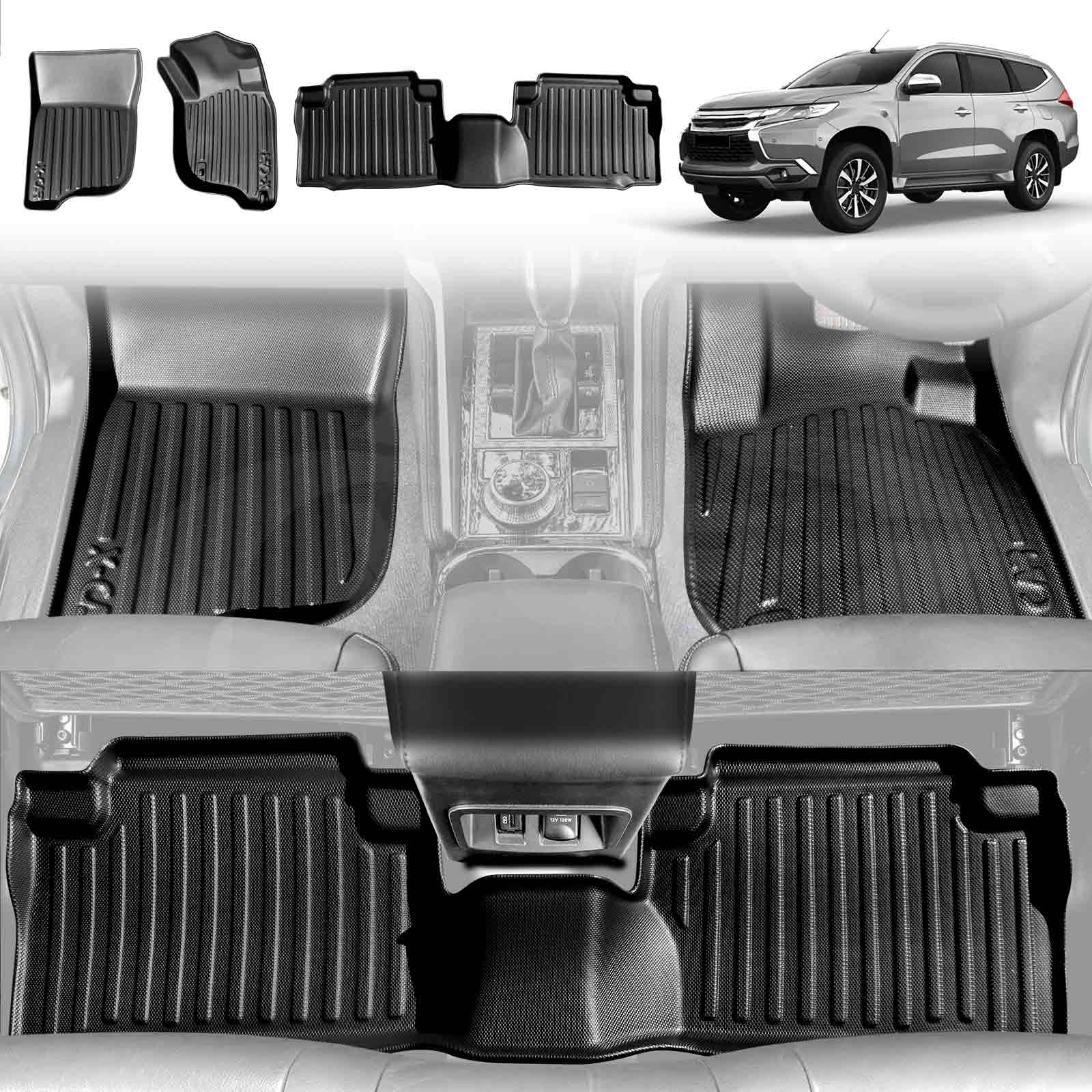 3D Floor Mats for Mitsubishi Pajero Sport 2015-2025 All-Weather Liners