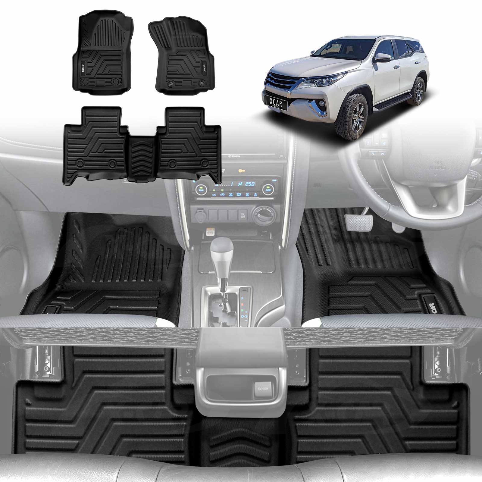 3D Floor Mats for Toyota Fortuner 2015-Onwards All-Weather Liners - Image 12