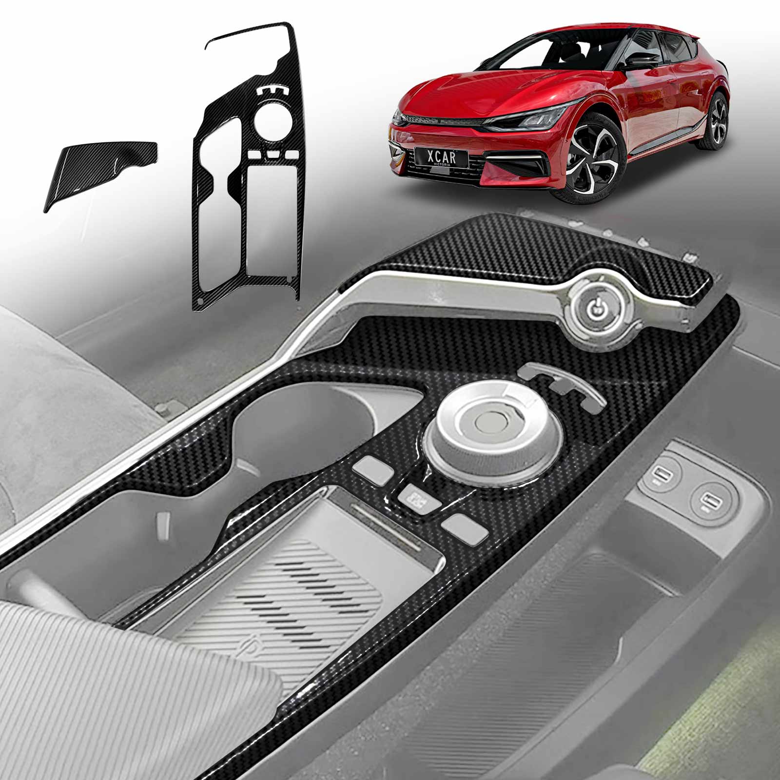Gear Shift Frame Trim for Kia EV6 2021-2024 Carbon Fiber Style Centre Console Cover Protector Interior Accessories