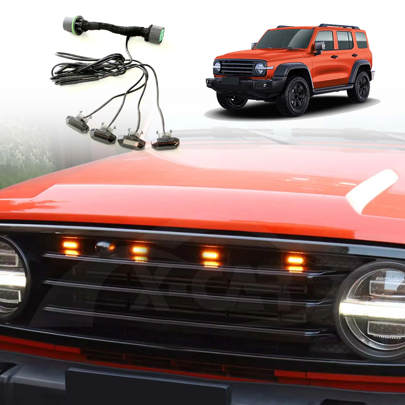 Front Bumper Grille with Led Light for GWM Tank 300 2023-Onwards Mesh Frame Exterior - Image 11