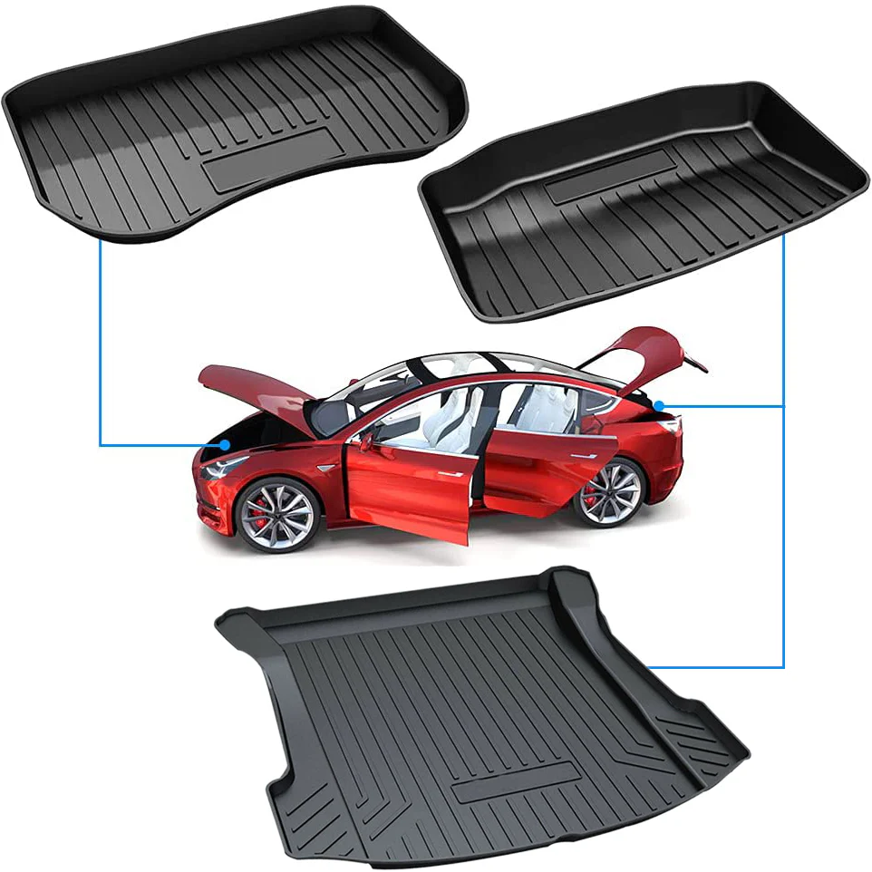 Tesla Model 3 Interior Liners Set 2019-2023 All-Weather Cargo Trunk Mats - Image 3