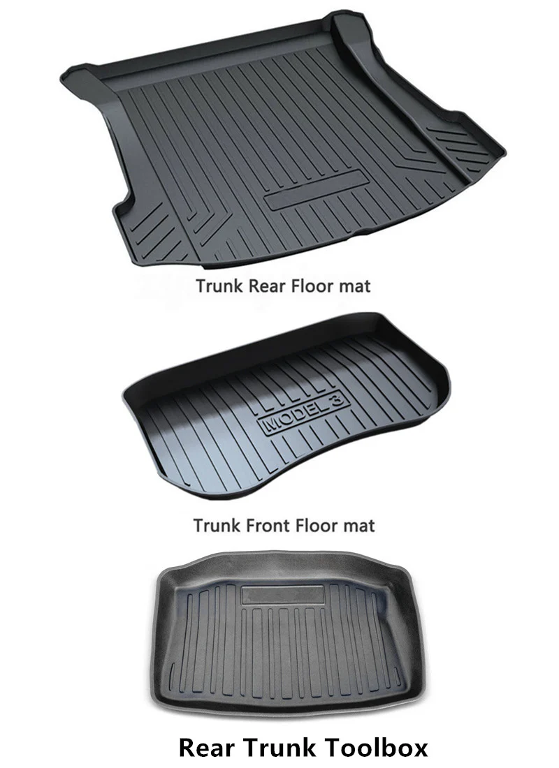 Tesla Model 3 Interior Liners Set 2019-2023 All-Weather Cargo Trunk Mats - Image 5