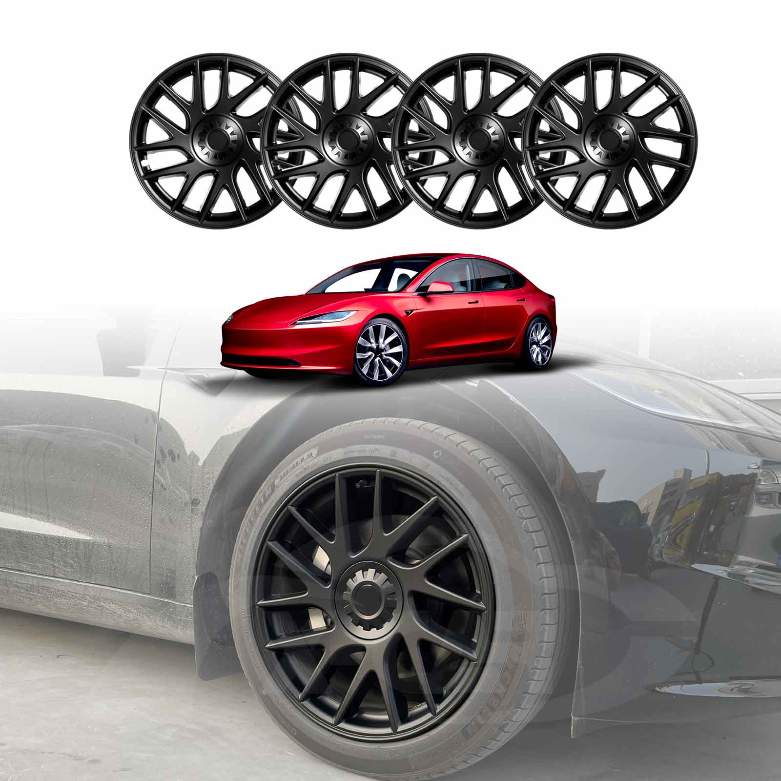 Tesla Model 3 Highland 18'' Wheel Protector Cover Hub Caps 2023-Onwards