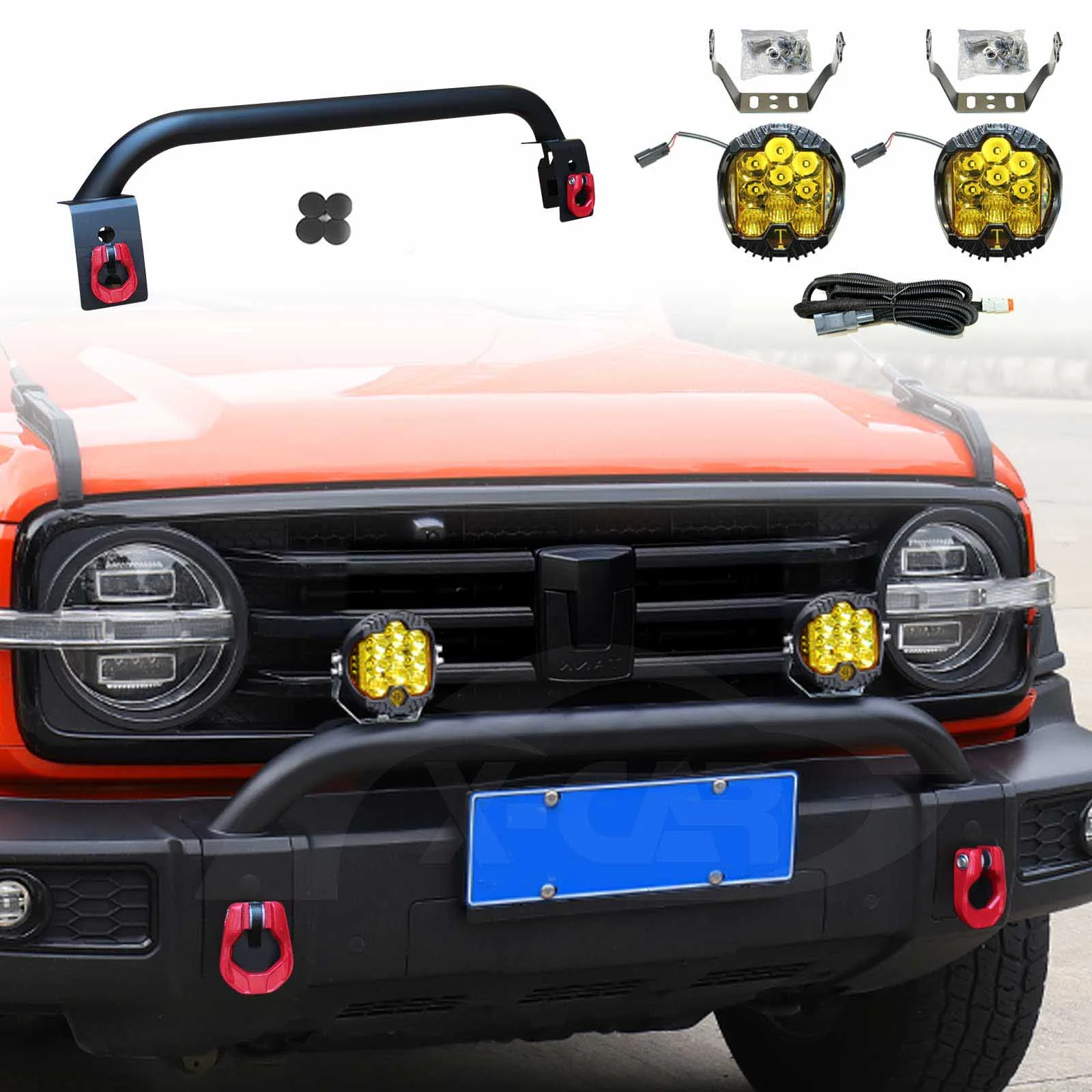 Nudge Bar with LED Spotlight For GWM Tank 300 2023-Onwards Bullbar Front Bumper LED Light - Image 2