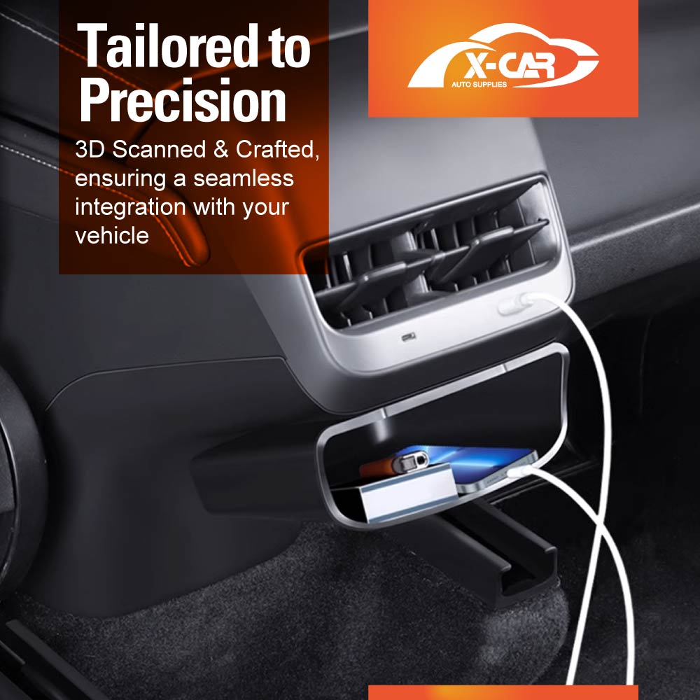 Rear Air Vent Storage Box with Kick Panel for Tesla Model Y 2022-2025 - Image 4