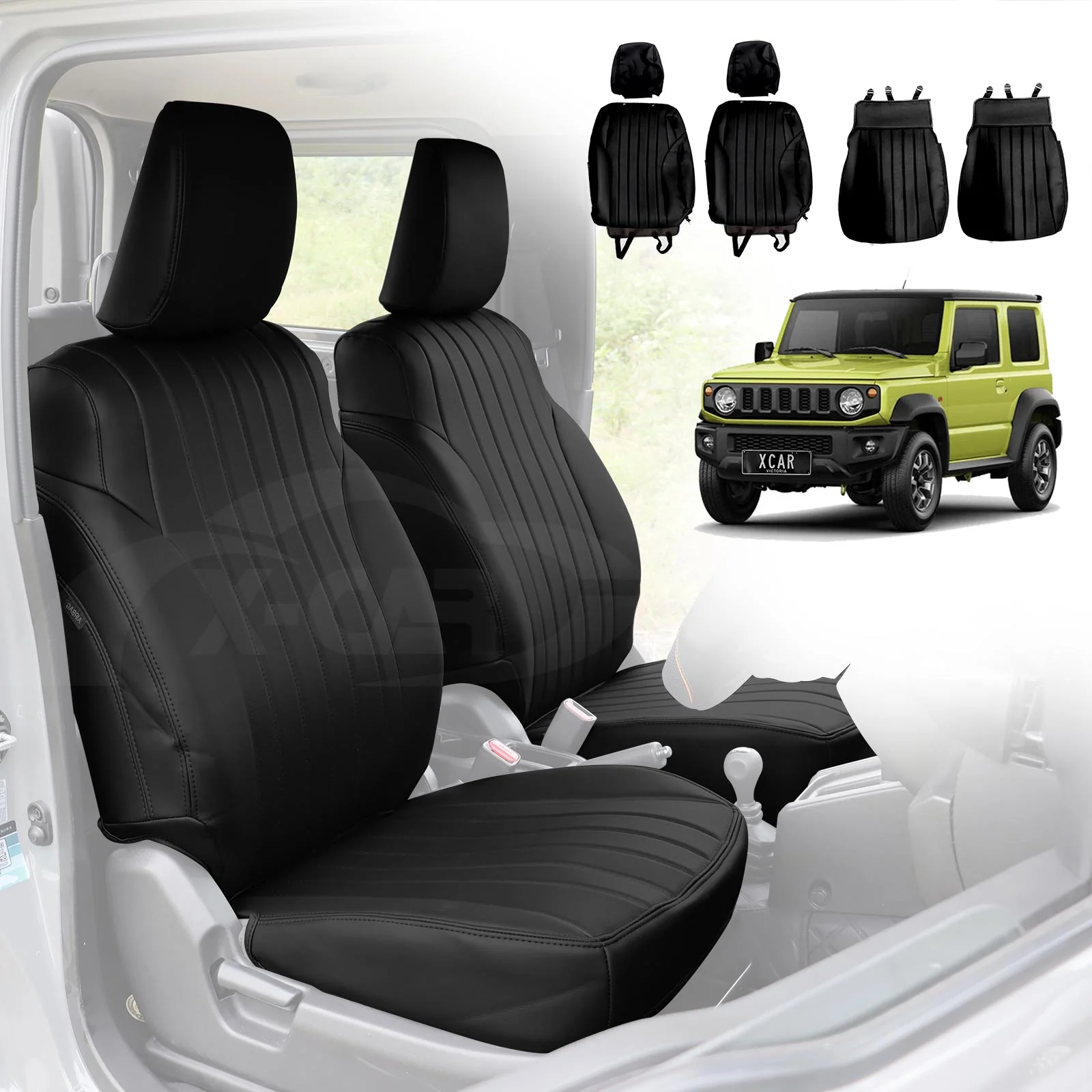 Seat Covers for Suzuki Jimny 3-Door 2018-Onwards Premium Vintage PU Leather - Image 26