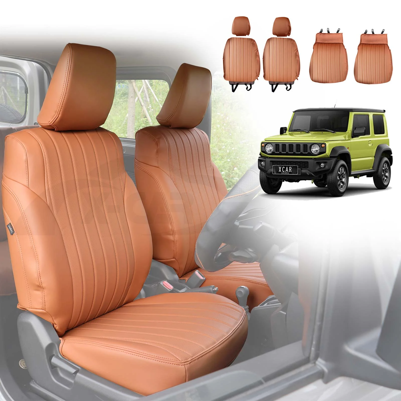 Seat Covers for Suzuki Jimny 3-Door 2018-Onwards Premium Vintage PU Leather - Image 29