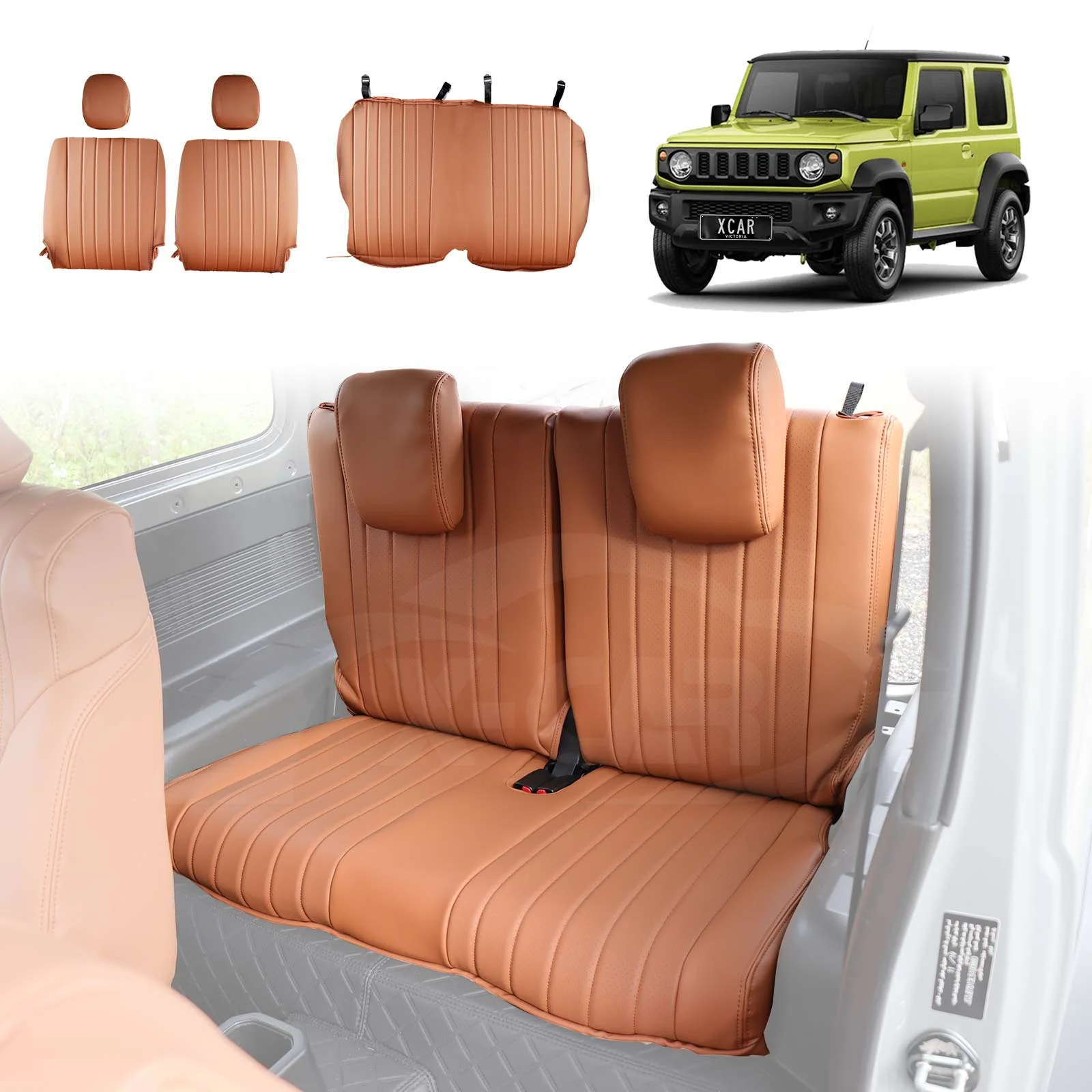 Seat Covers for Suzuki Jimny 3-Door 2018-Onwards Premium Vintage PU Leather - Image 30