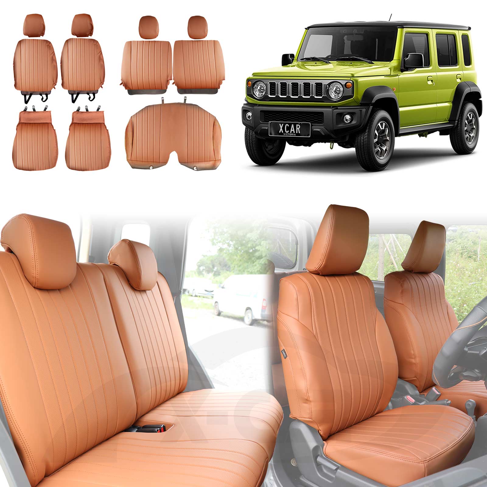 Seat Covers for Suzuki Jimny XL 5-Door 2023-Onwards Premium Vintage PU Leather - Image 26