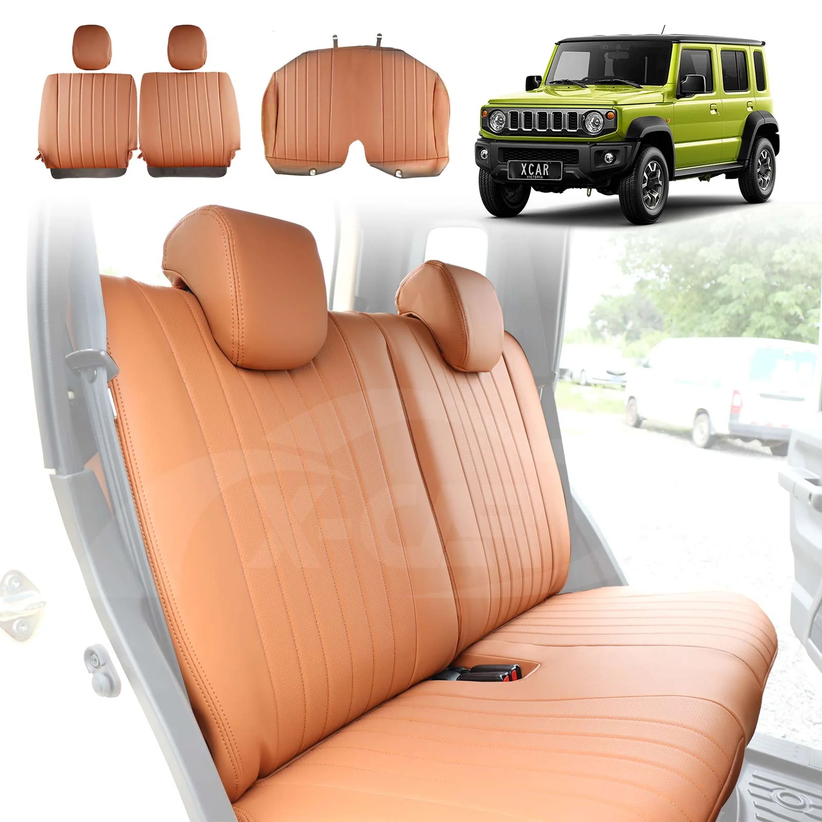 Seat Covers for Suzuki Jimny XL 5-Door 2023-Onwards Premium Vintage PU Leather - Image 28
