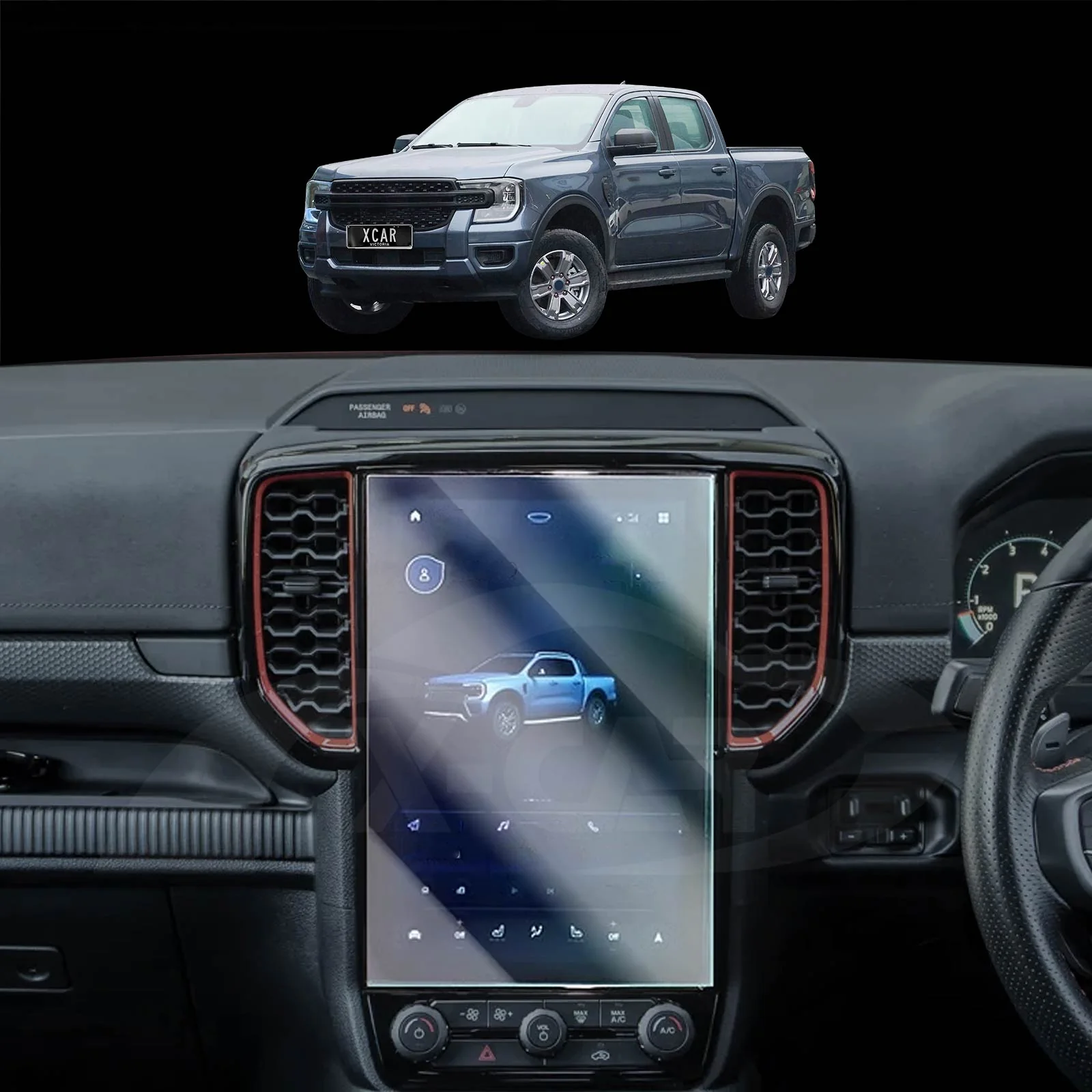 Tempered Glass Screen Protector for Ford Next-Gen Ranger 2022-Onwards 12-inch Touchscreen Cover