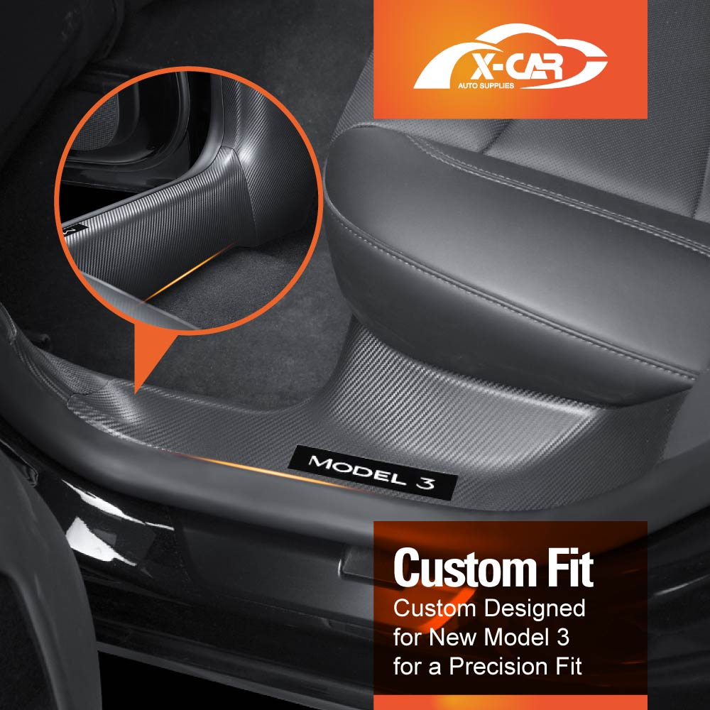 Tesla Model 3 Highland Door Sill Protector Carbon Fiber Style - Image 10