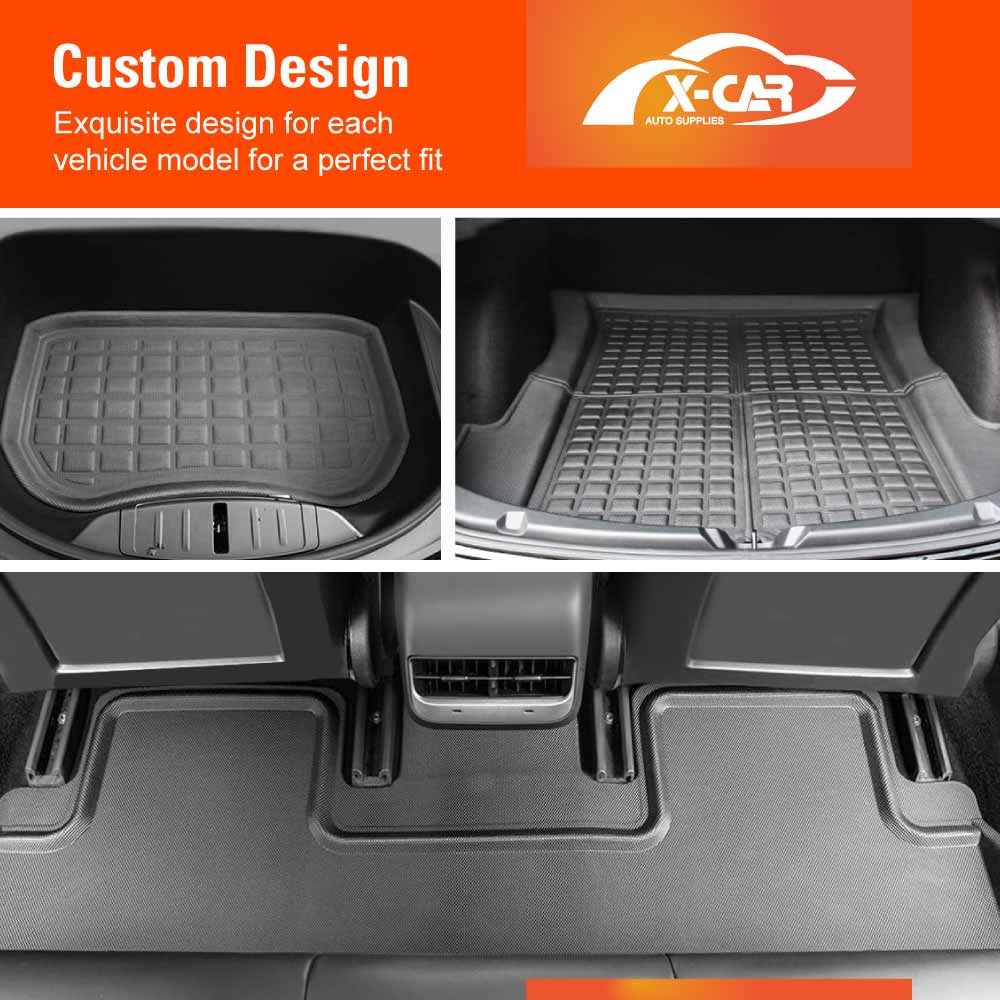 Tesla Model 3 Interior Liners Set 2019-2023 All-Weather XPE Cargo Trunk Mats - Image 2