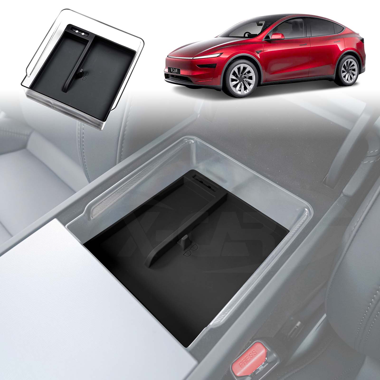 Tesla Model Y L 6-Seat 2026-Onwards Centre Console Organiser Tray Storage Container with Silicone Mat - Image 18