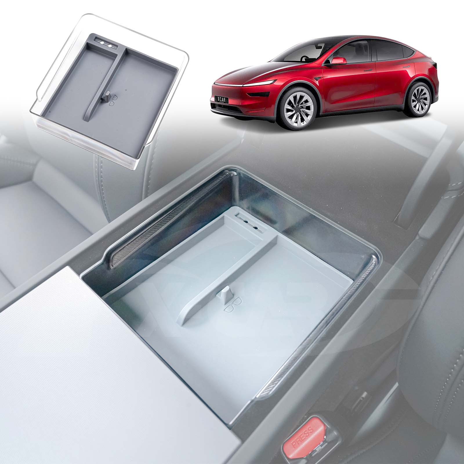 Tesla Model Y L 6-Seat 2026-Onwards Centre Console Organiser Tray Storage Container with Silicone Mat - Image 19